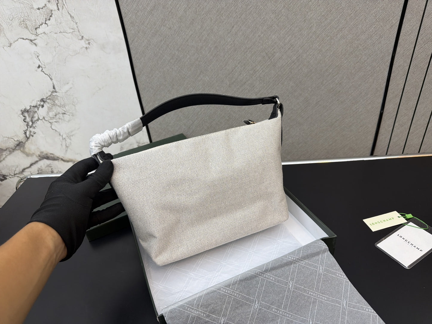 Longchamp Cotton & Canvas Logo Crossbody Bag