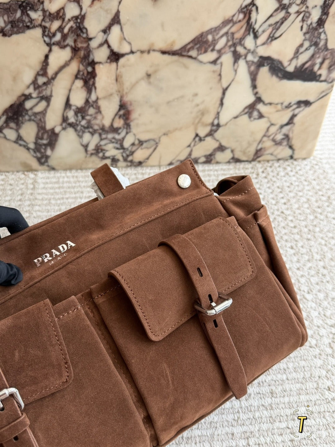 Prada Leather Logo Tote Bag