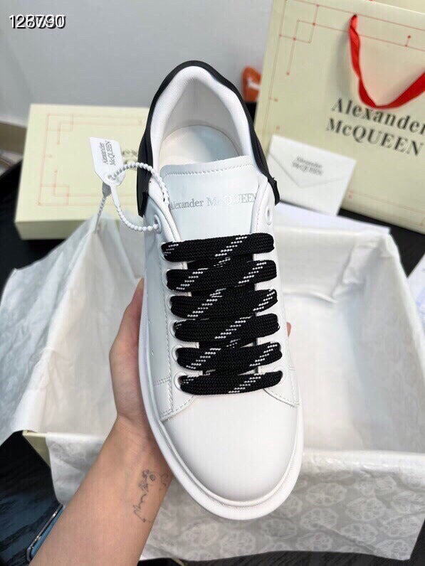 Alexander McQueen Women White Lambskin Leather Logo Sneakers