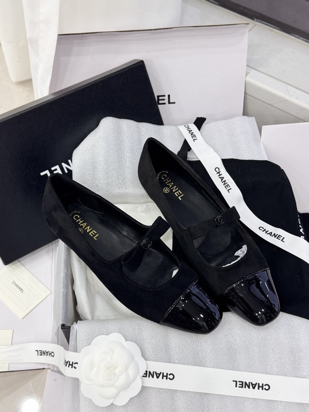 Chanel Patent Leather Bow Shoes