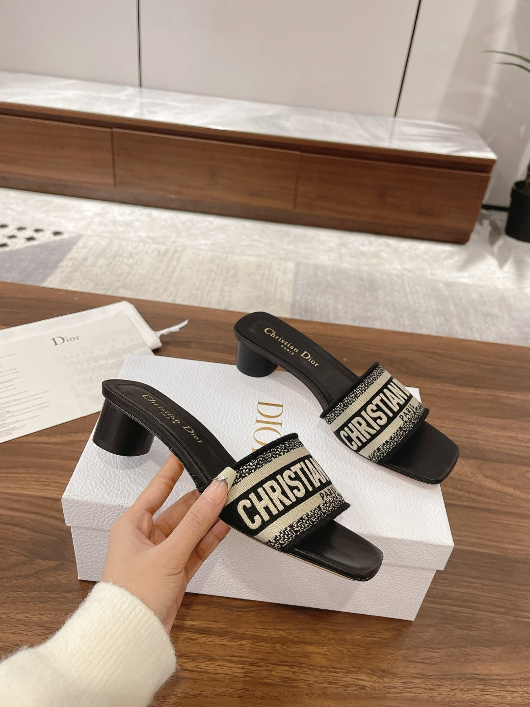 Dior Cotton & Leather Slides