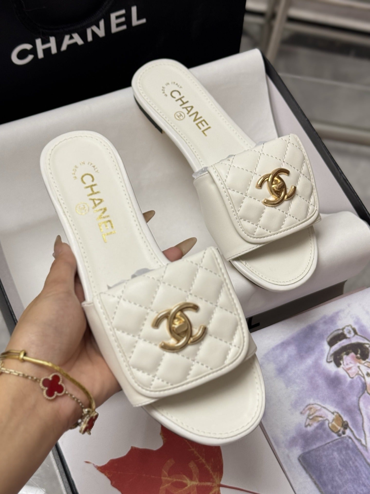 Chanel Lambskin Leather Slides