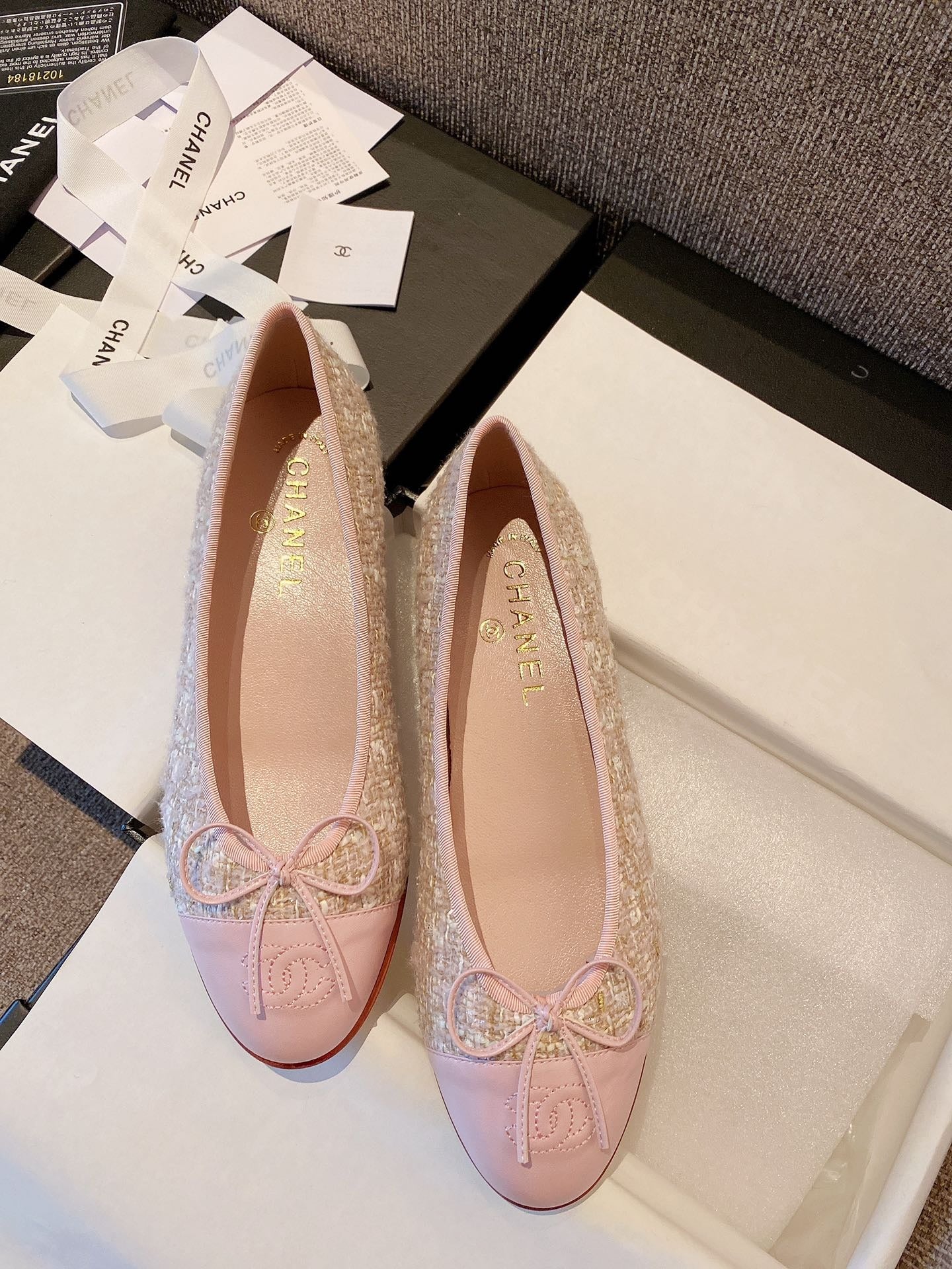 Chanel Leather Bow Ballet Flats