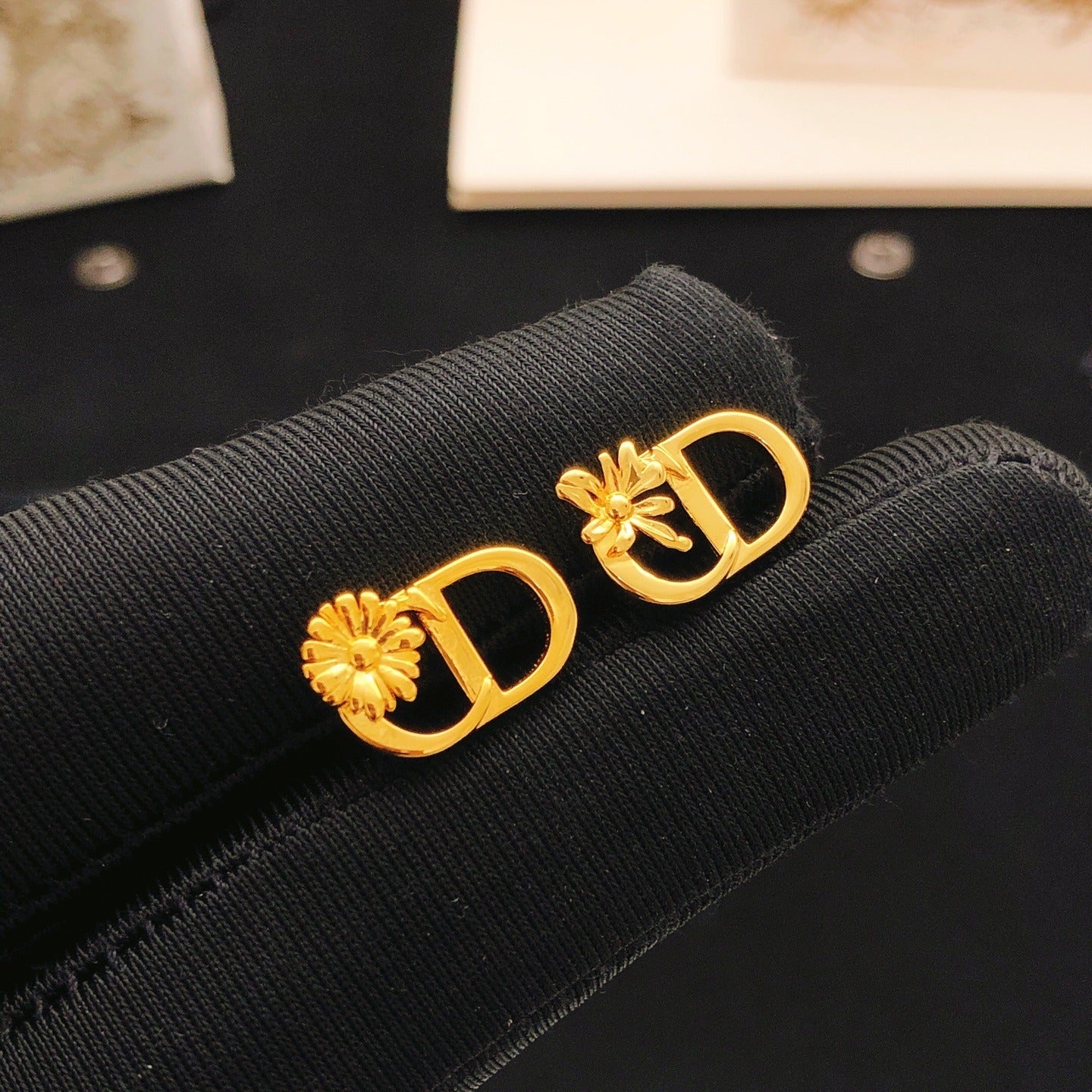 Dior Brass Sunburst Earrings
