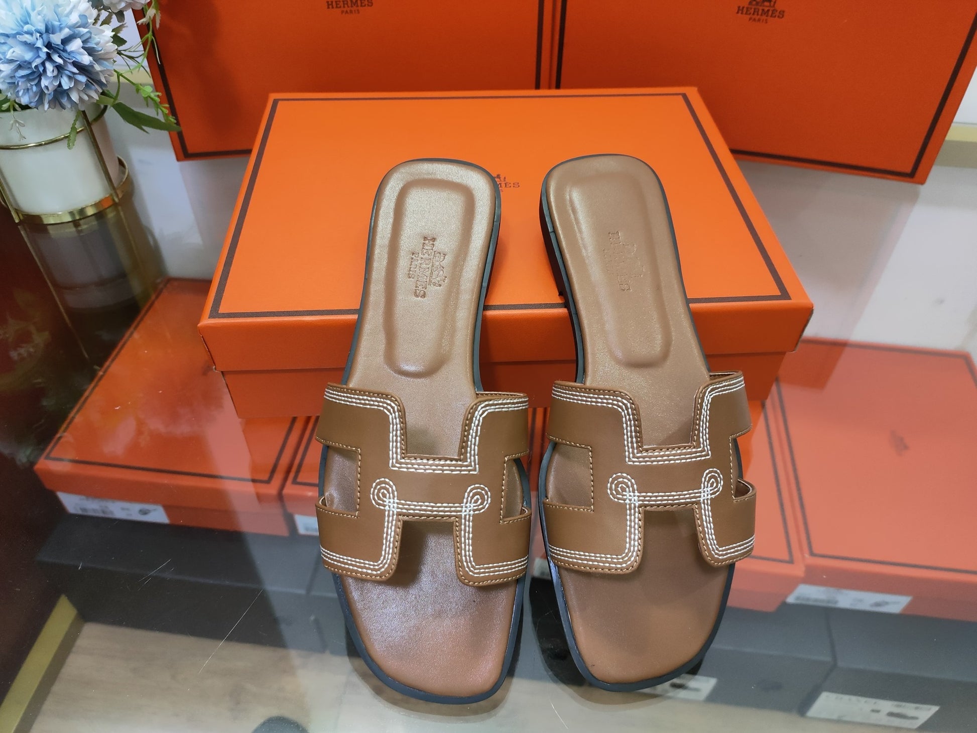 Hermes Leather Slides