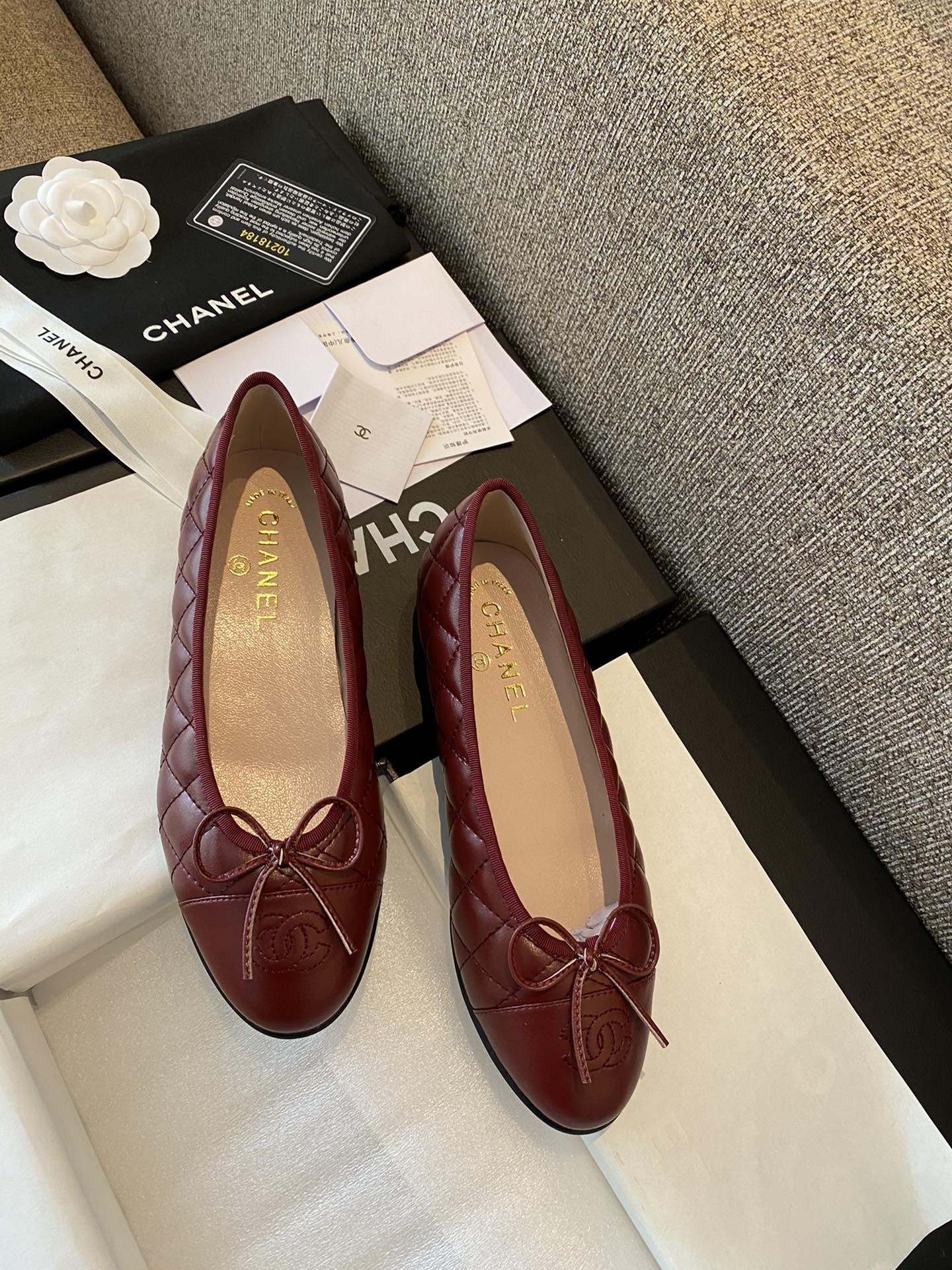 Chanel Leather Bow Ballet Flats