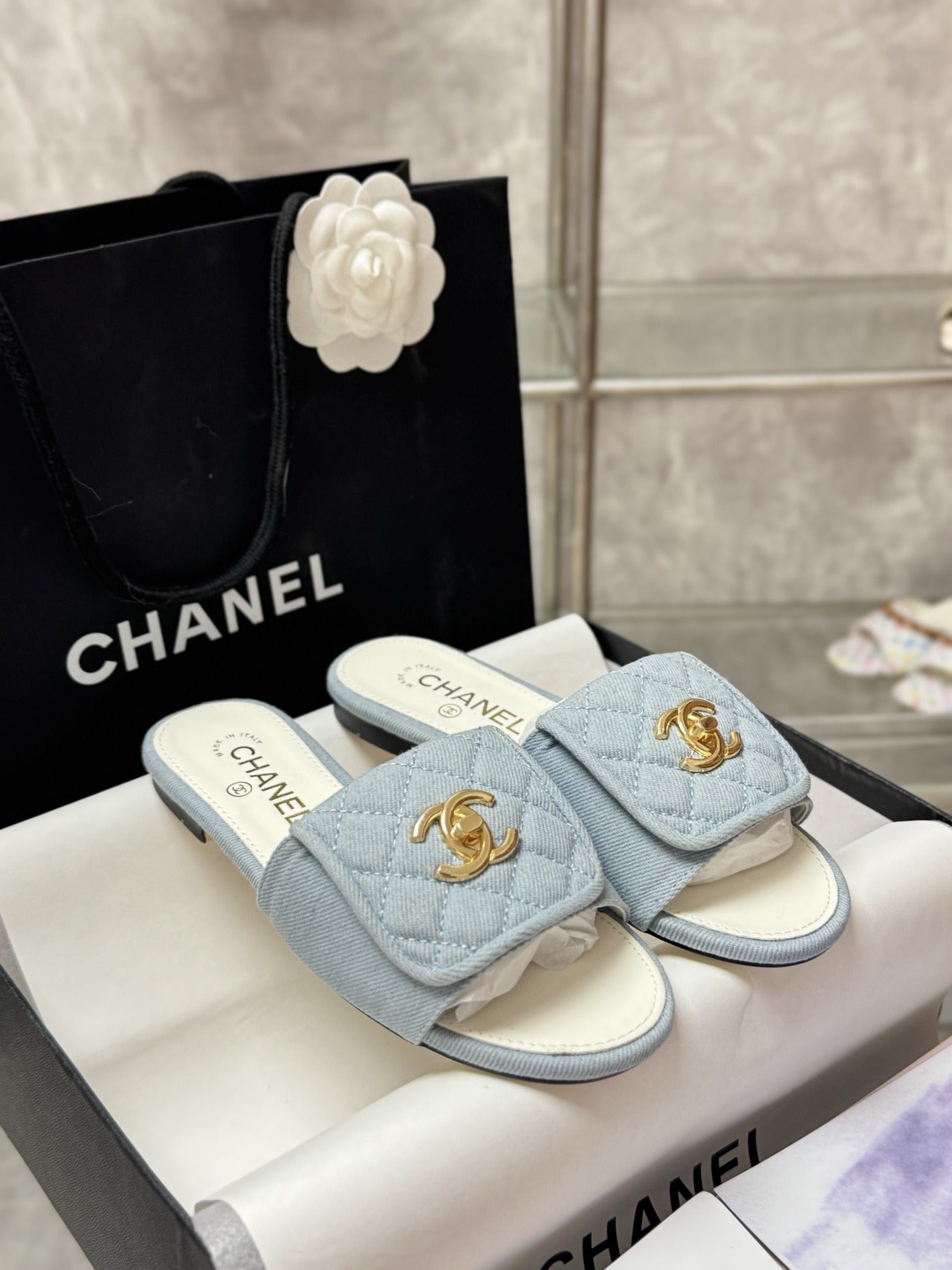 Chanel Lambskin Leather Slides