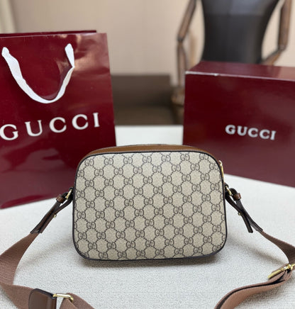 Gucci Brown Canvas & Leather Double G Crossbody Bag