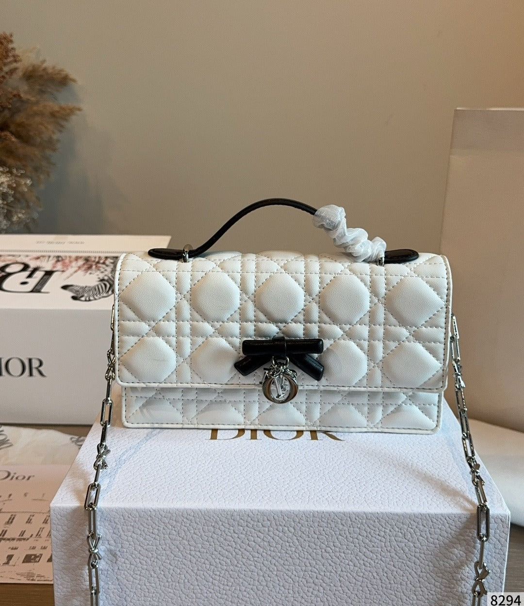 Dior White Bow Clutch