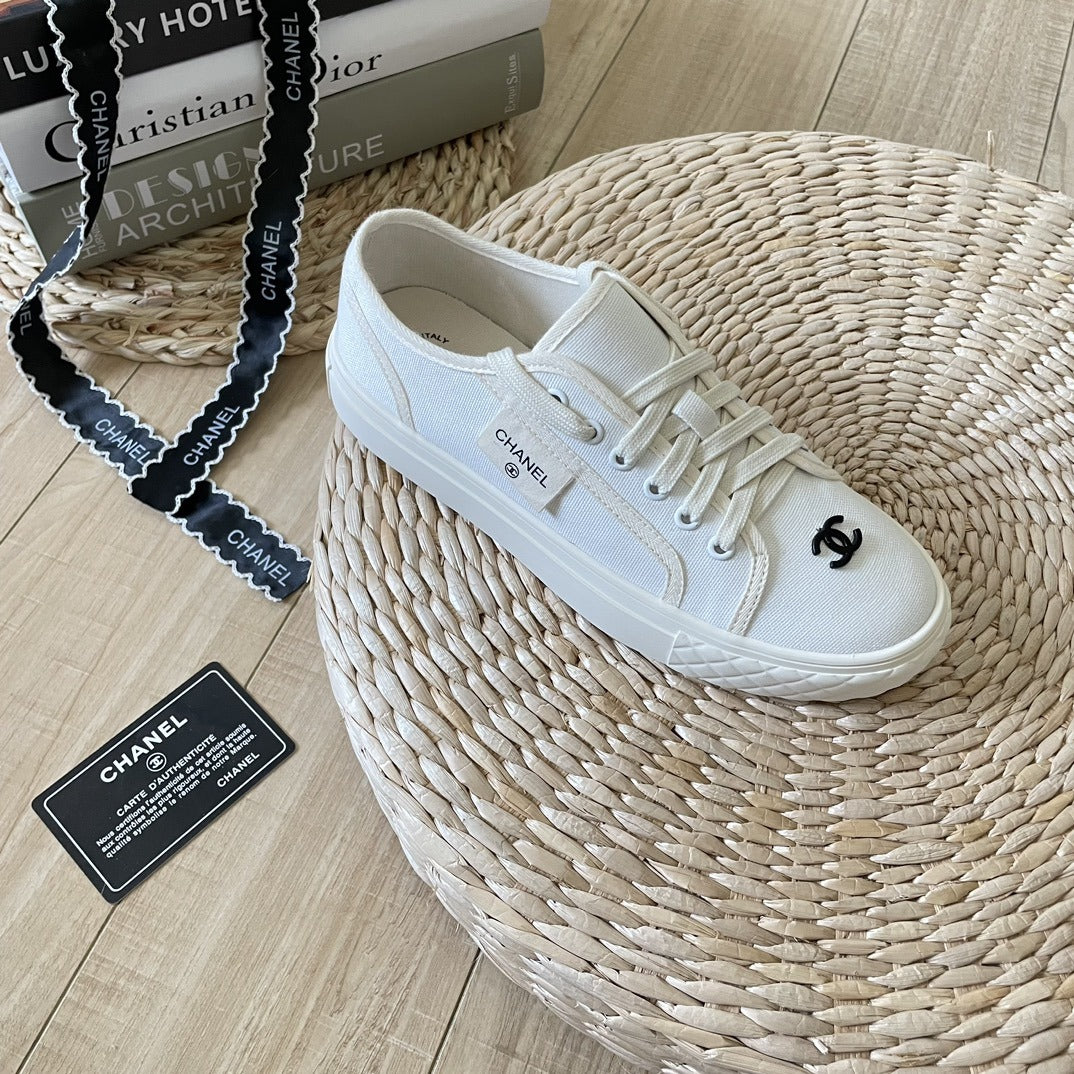 Chanel Canvas & Lambskin Leather Sneakers