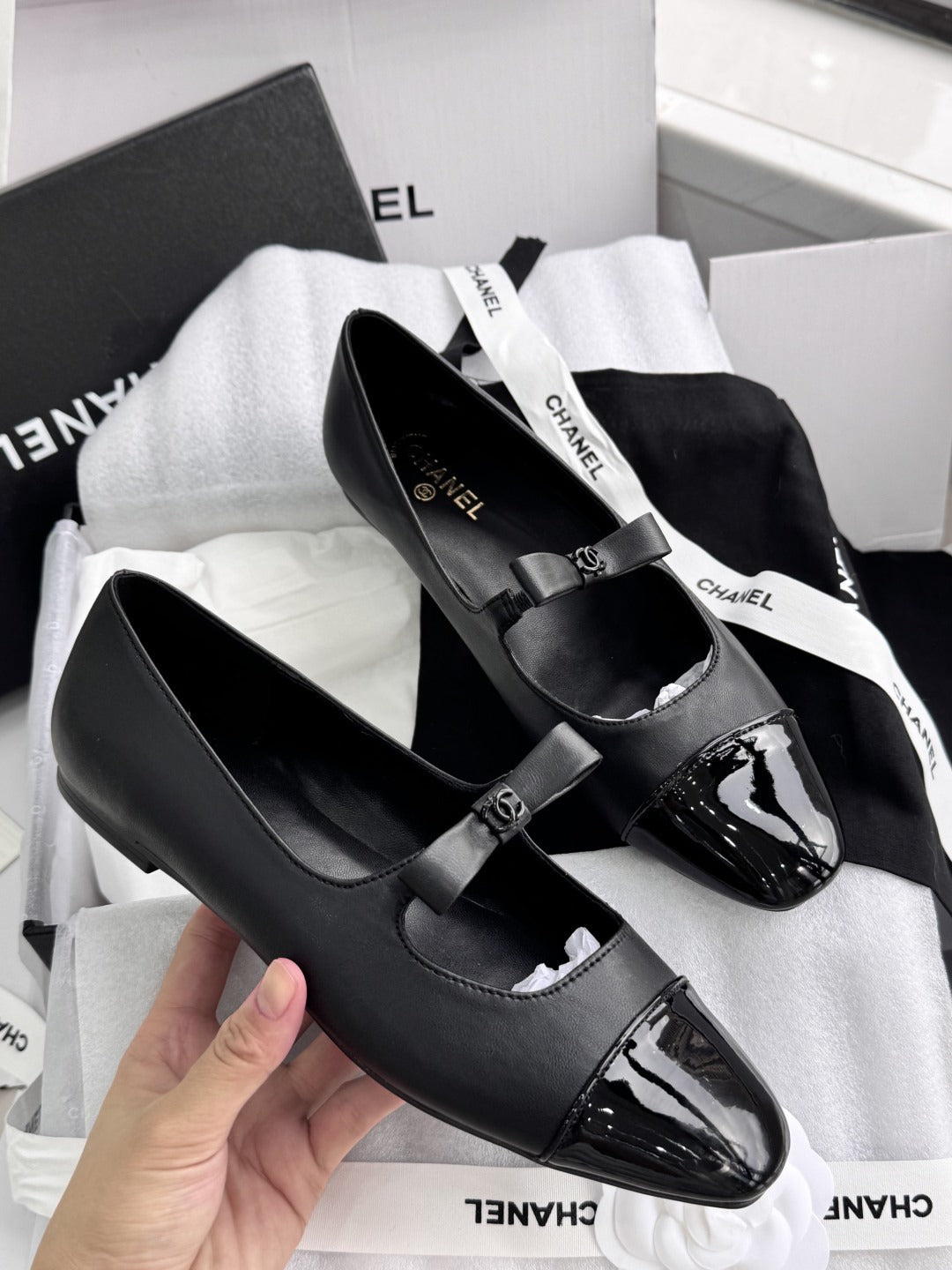 Chanel Patent Leather Bow Shoes