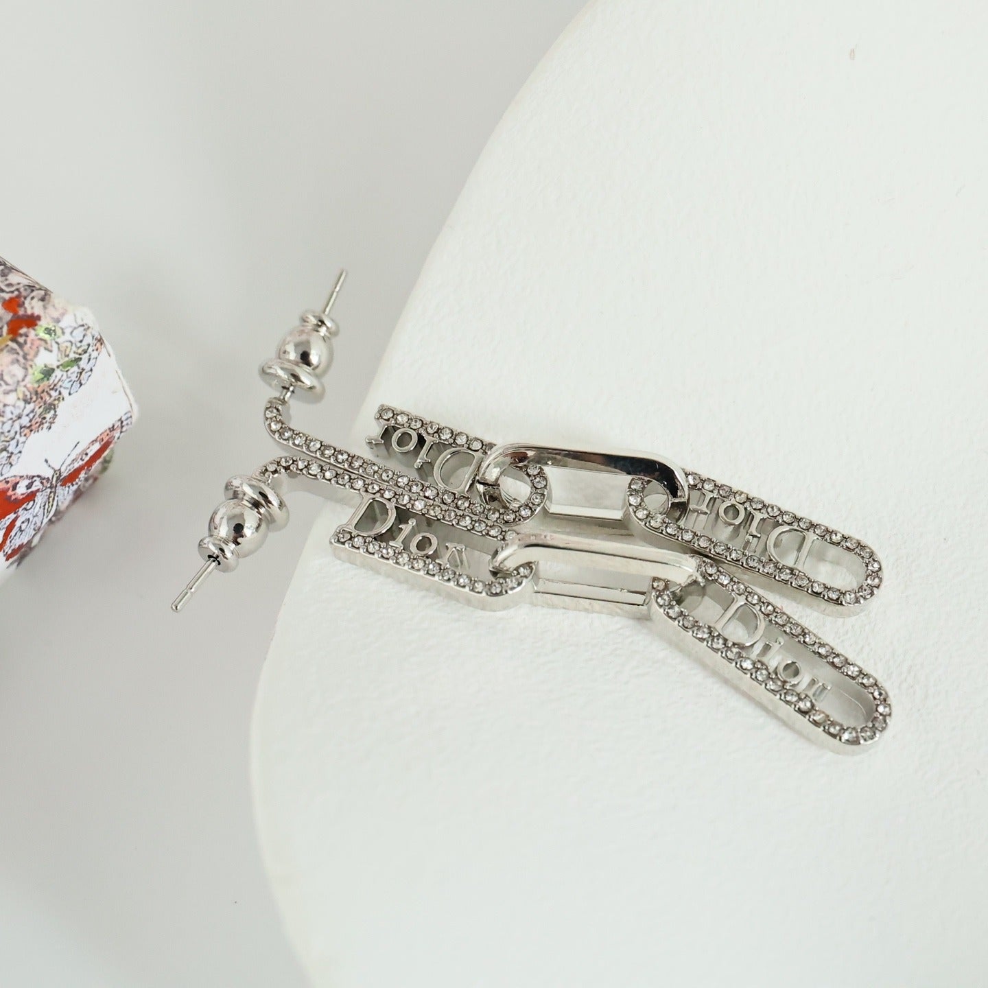 Dior Silver Logo Earrings