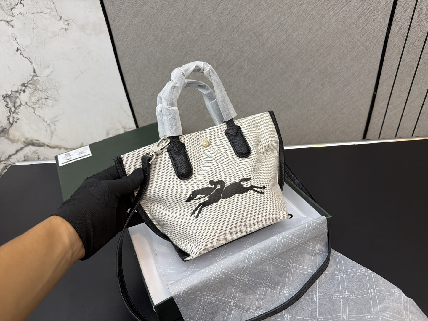 Longchamp Canvas Printed Tote Bag