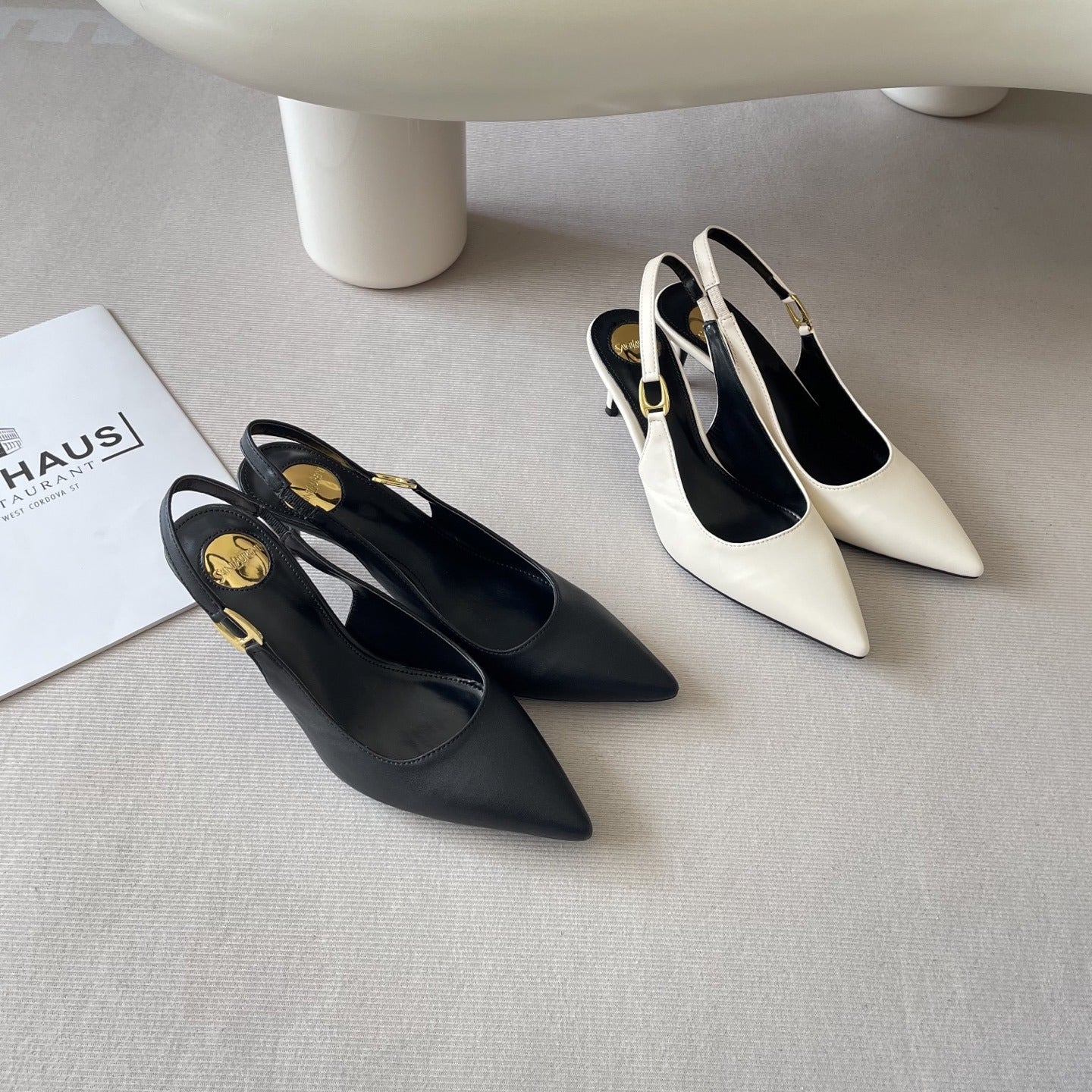 Saint Laurent Lambskin Leather Pointed Toe Heels
