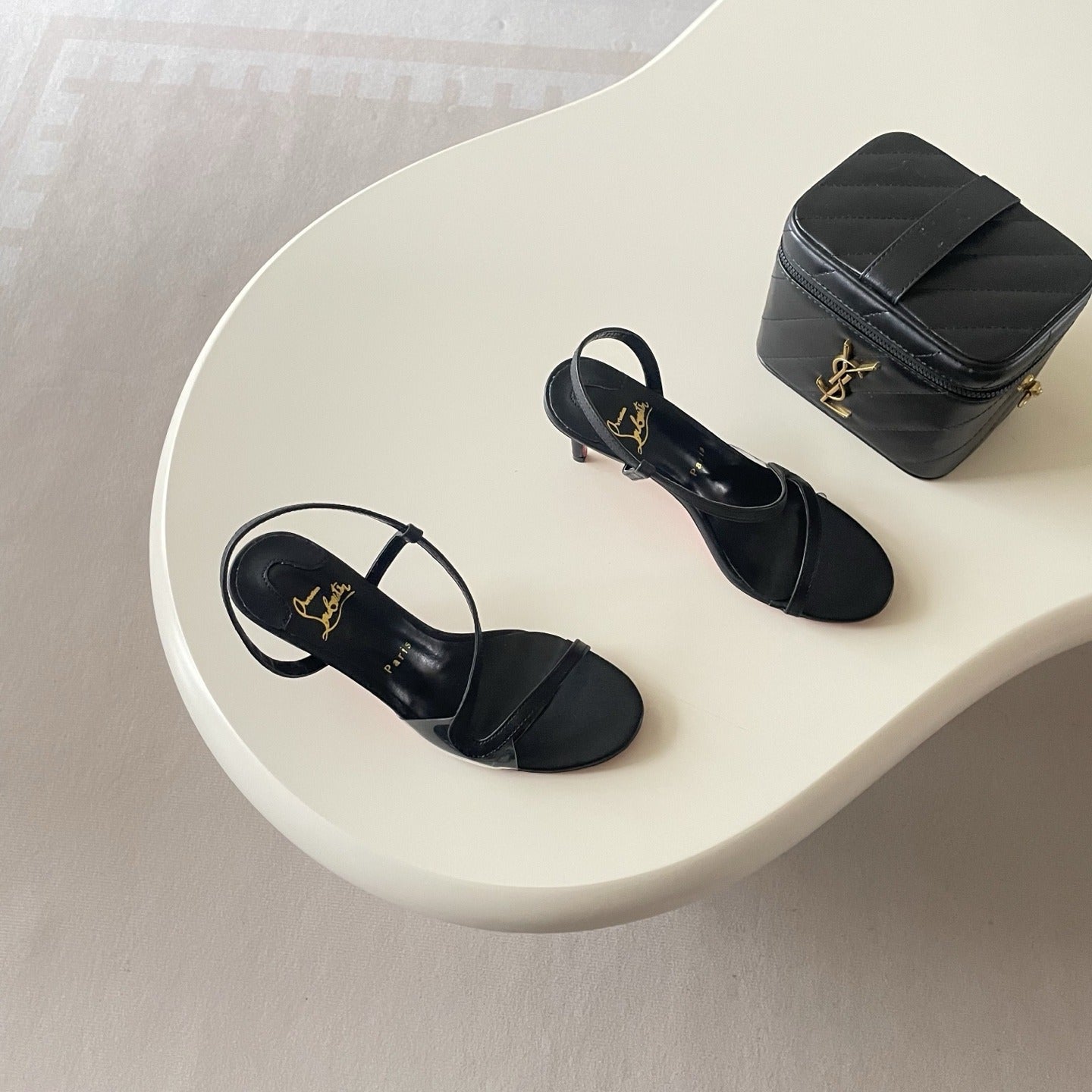 Christian Louboutin Patent Leather & Lambskin Leather Sandals