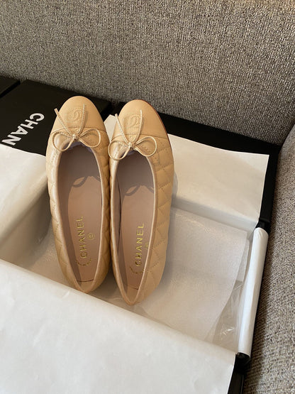 Chanel Leather Bow Ballet Flats