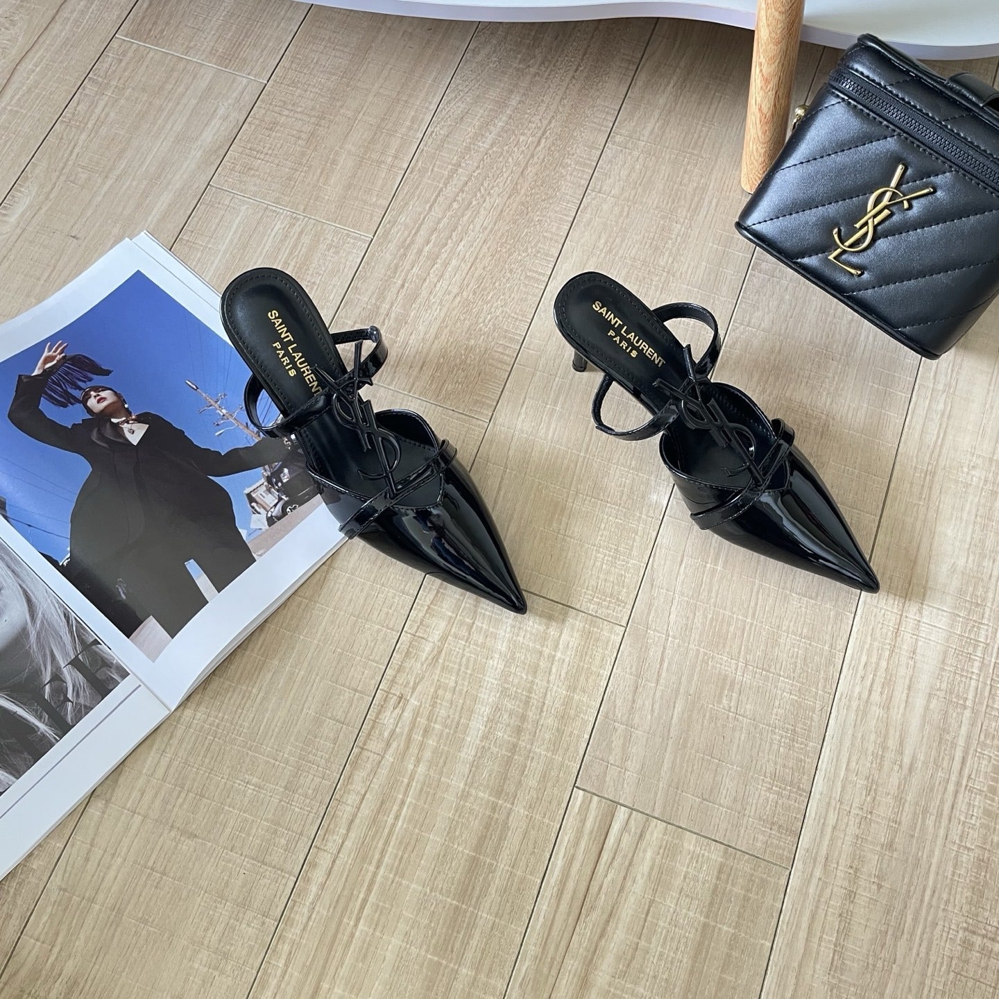 Saint Laurent Lambskin Leather Logo Sandals