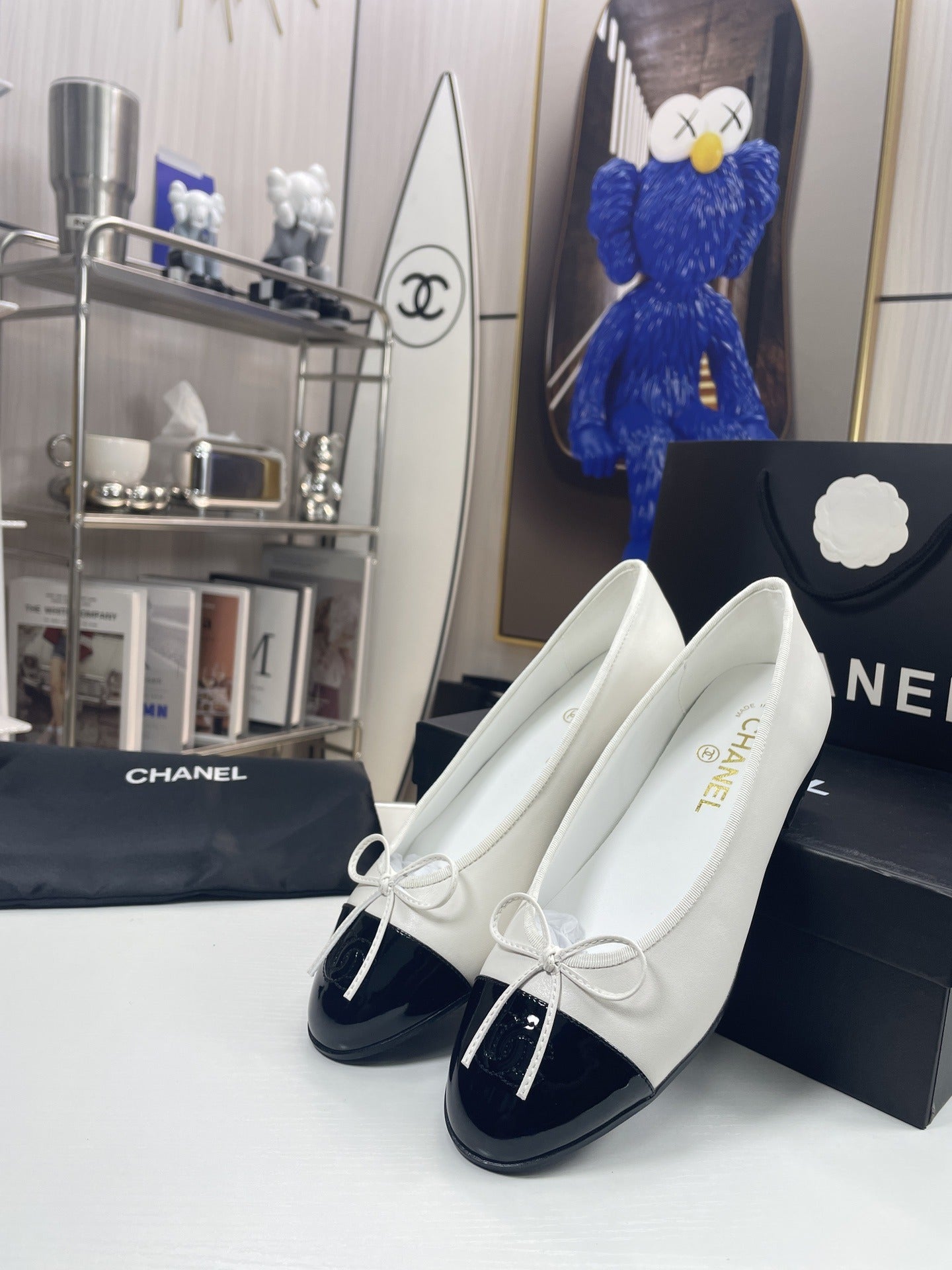 Chanel Lambskin Leather Bow Ballet Flats