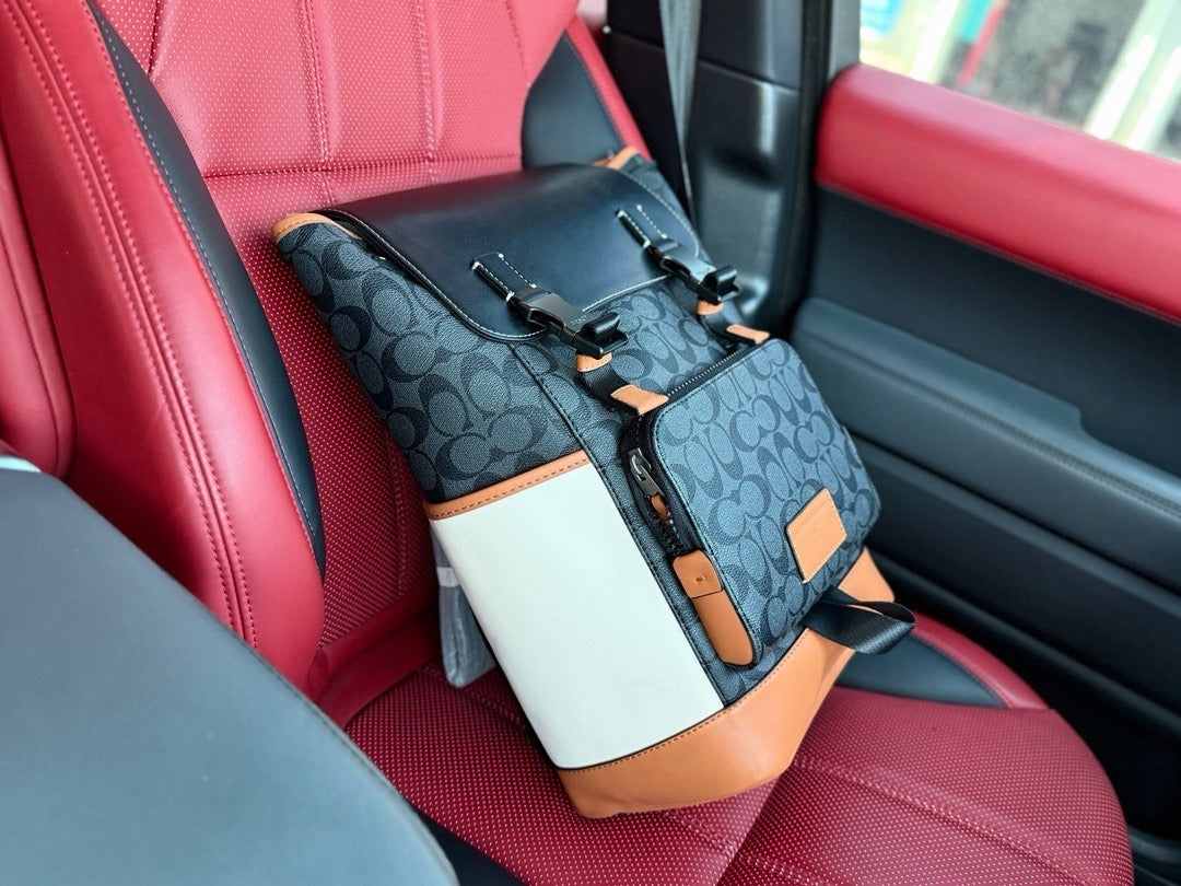 Coach Gray Canvas Logo Backpack