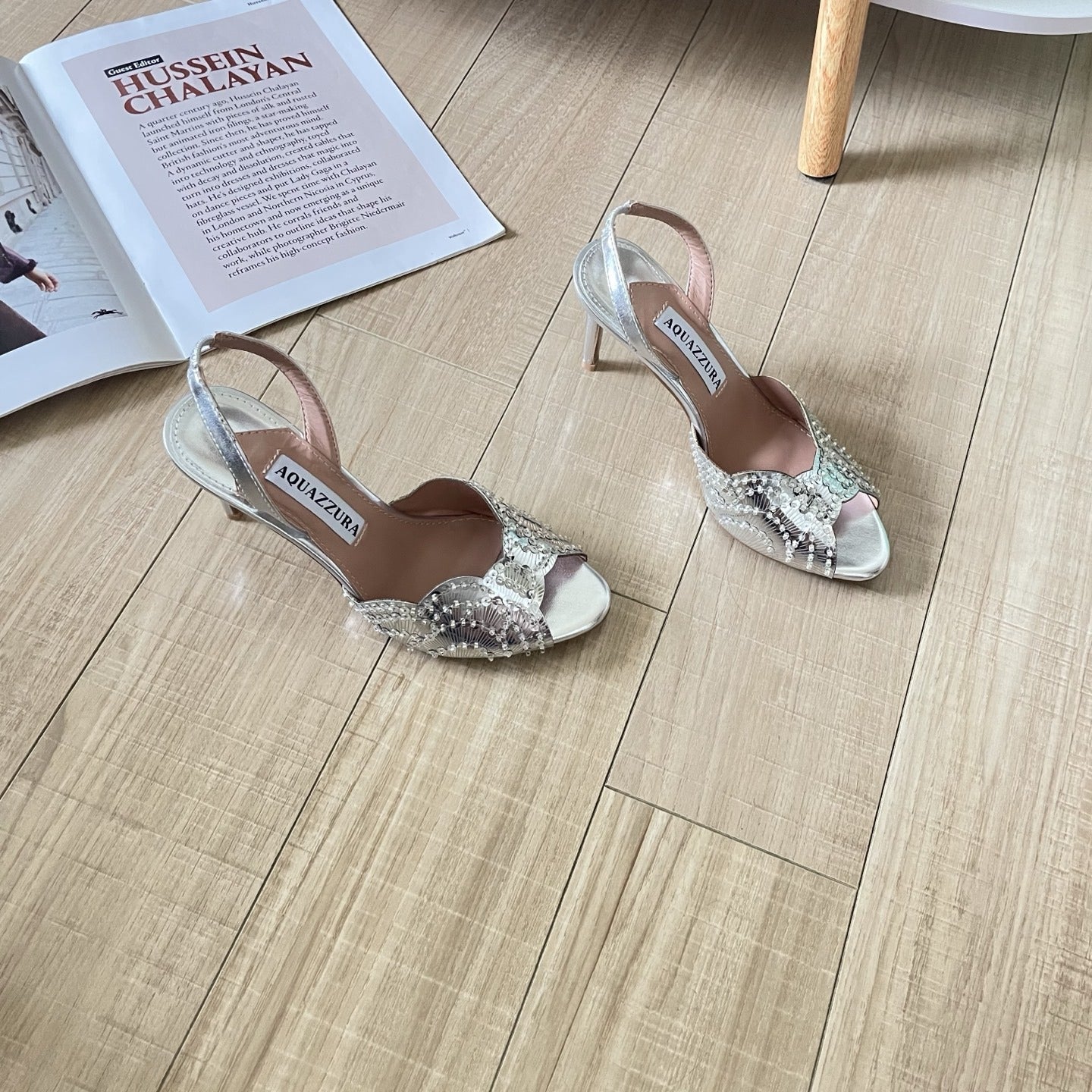 Aquazzura Lambskin Leather Crystal Sandals