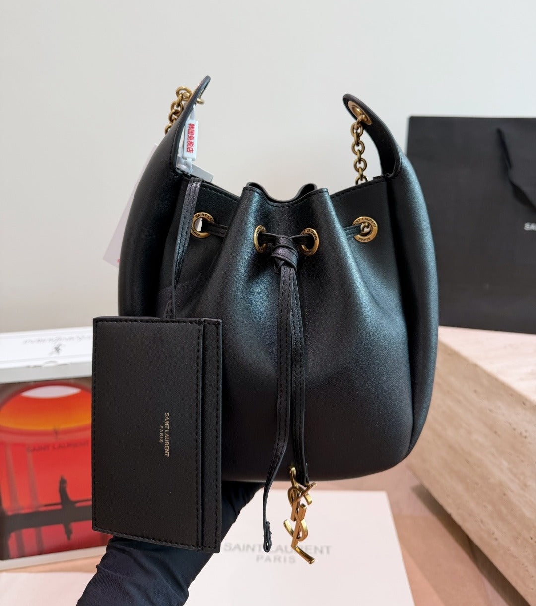 Saint Laurent Black Vintage-Finish Handbag