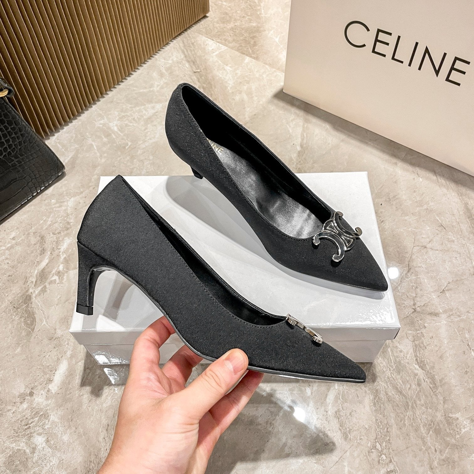 Celine Calfskin Leather Pointed Toe Heels