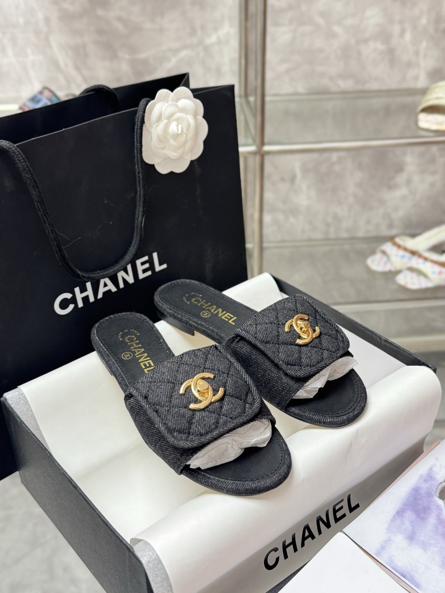 Chanel Lambskin Leather Slides