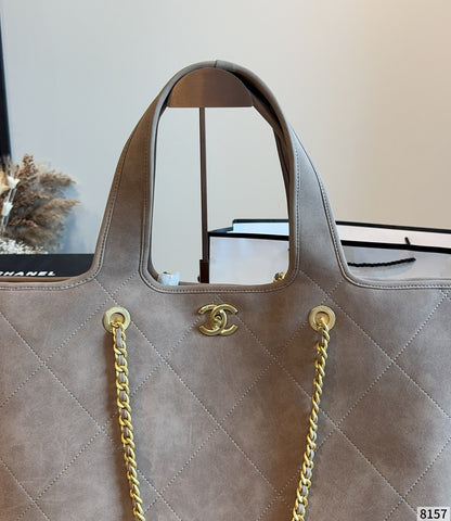 Chanel Black Suede Logo Tote Bag