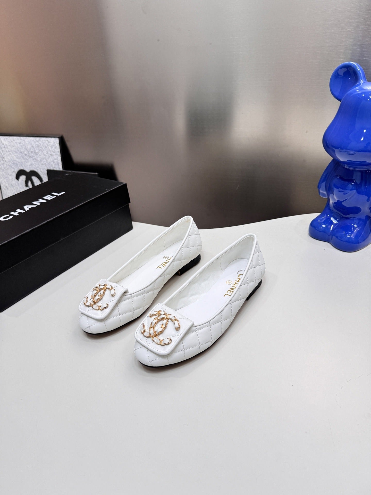 Chanel Lambskin Leather Chain Ballet Flats