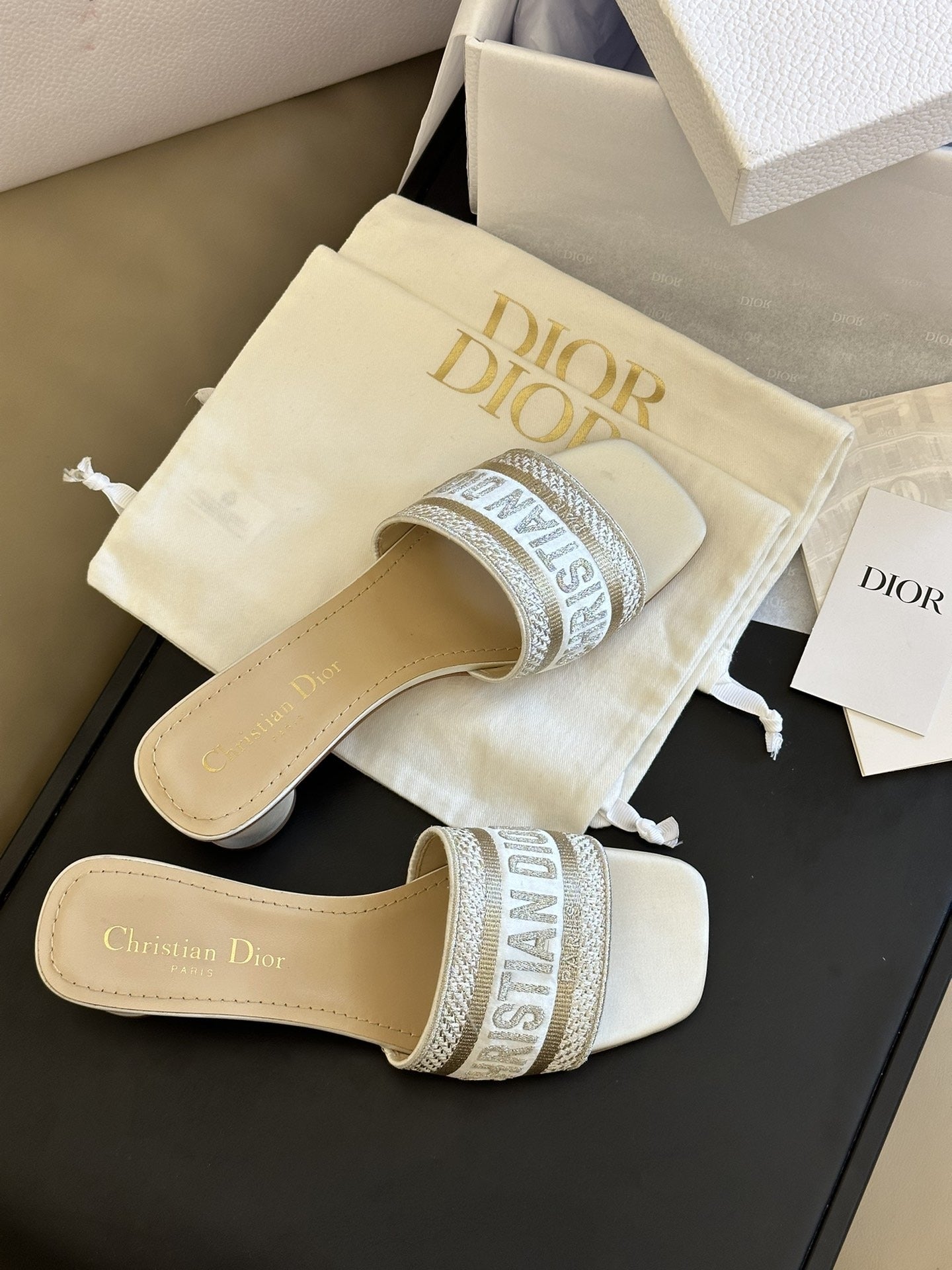 Dior Cotton & Leather Slides