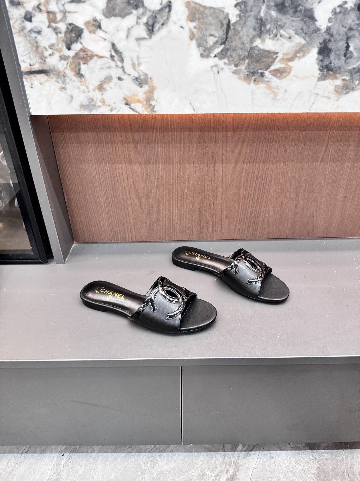 Chanel Lambskin Leather Openwork Slides