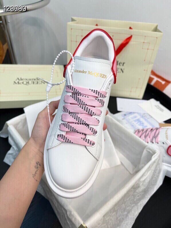 Alexander McQueen Women White Lambskin Leather Logo Sneakers