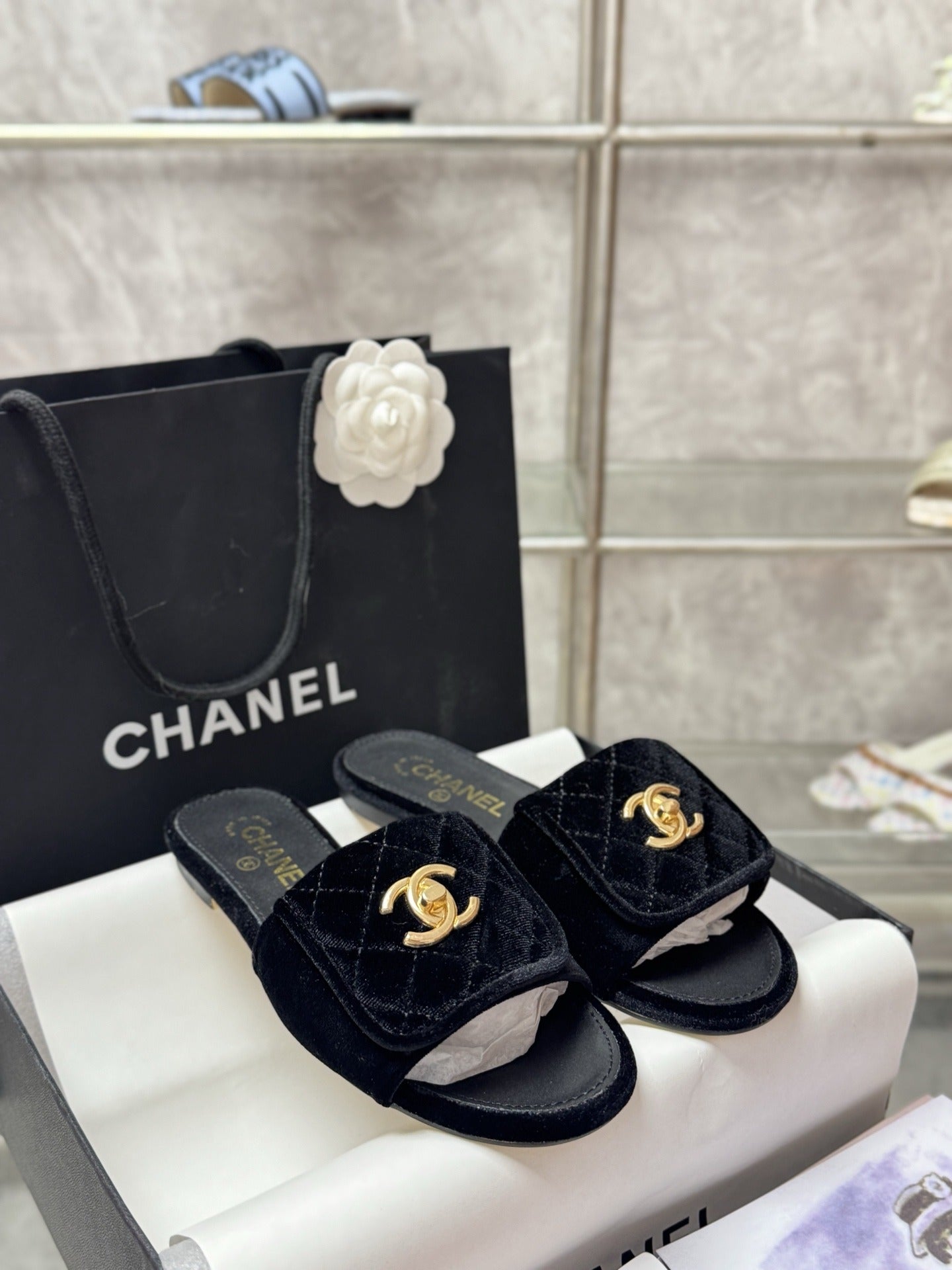 Chanel Lambskin Leather Slides