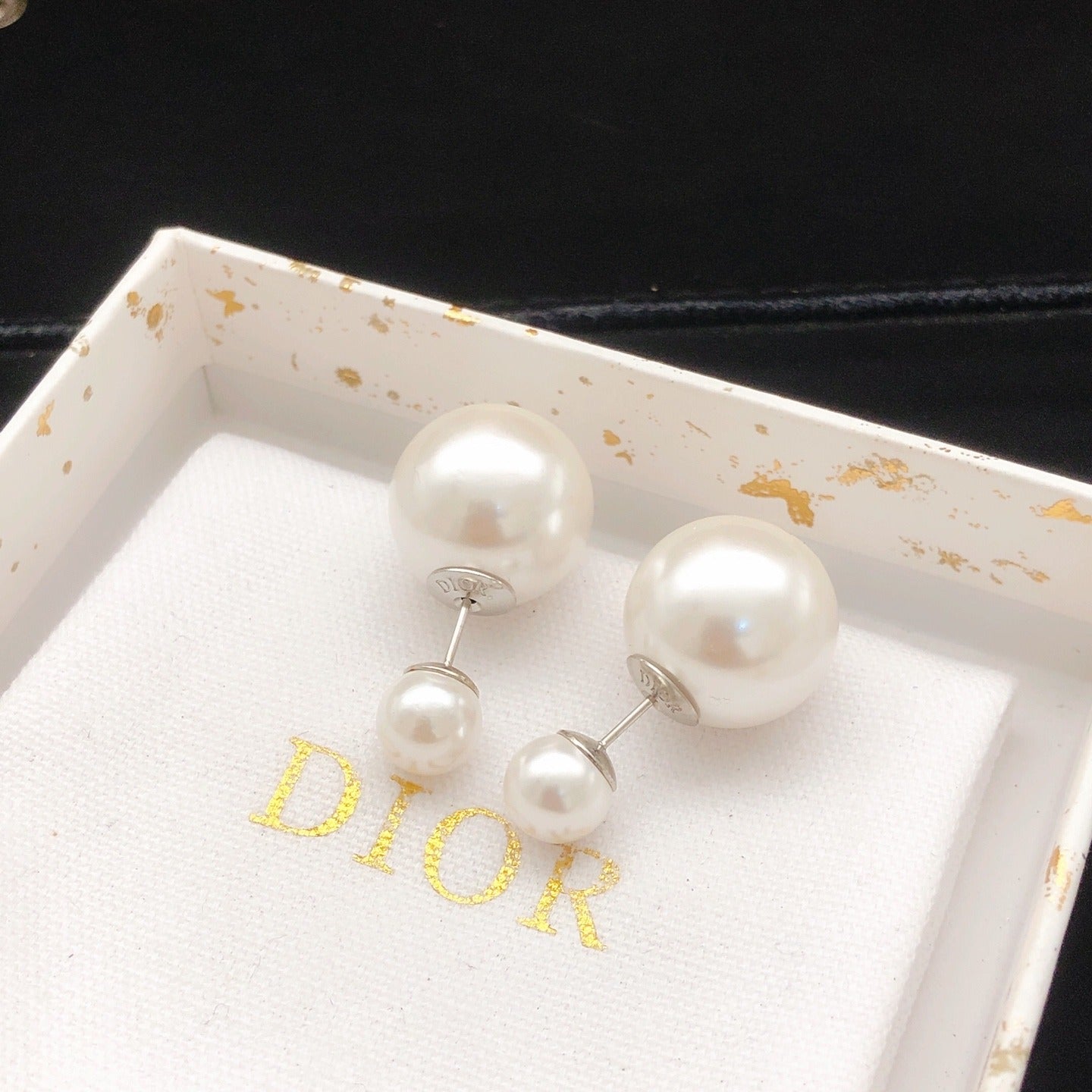 Dior White Sterling Silver Pearl Earrings