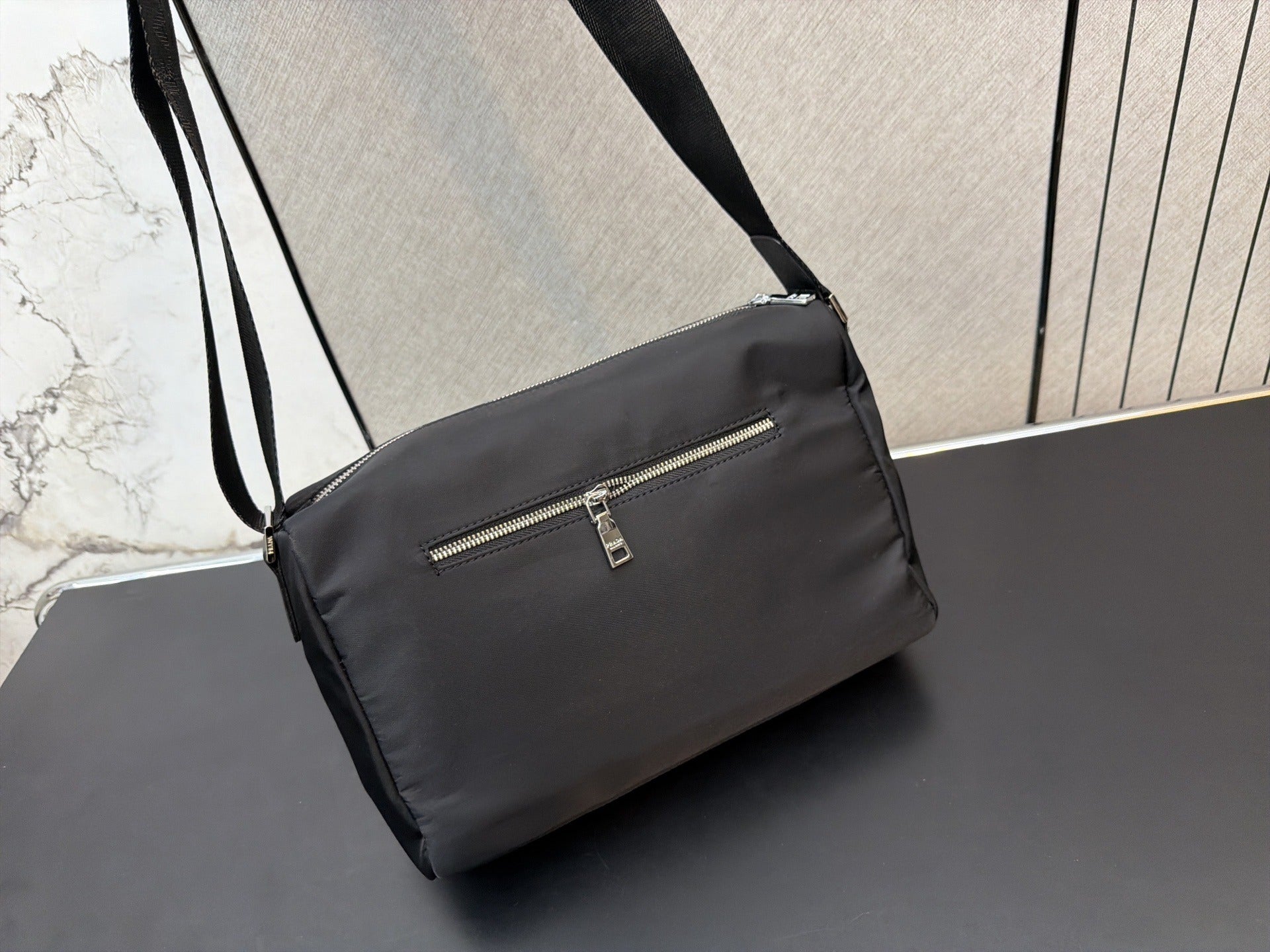 Prada Black Nylon & Canvas Shoulder Bag