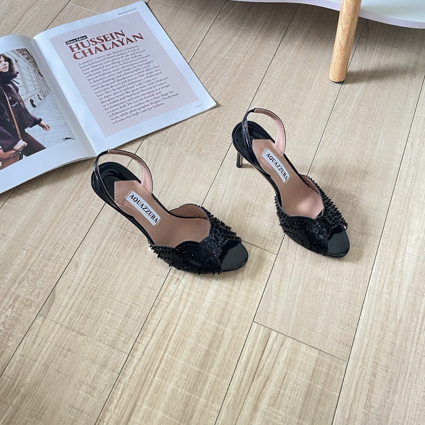 Aquazzura Lambskin Leather Crystal Sandals