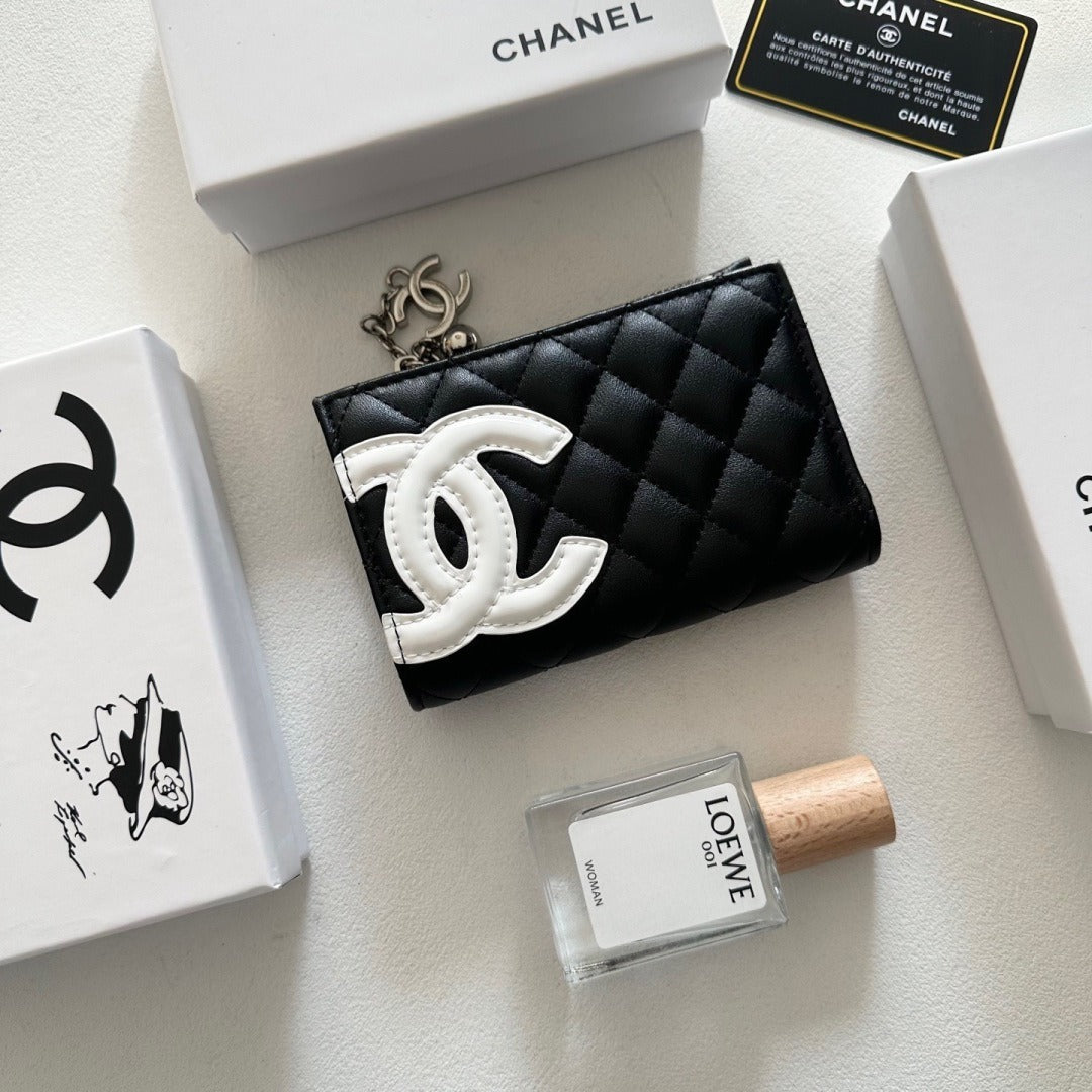 Chanel Black Lambskin Leather Wallet