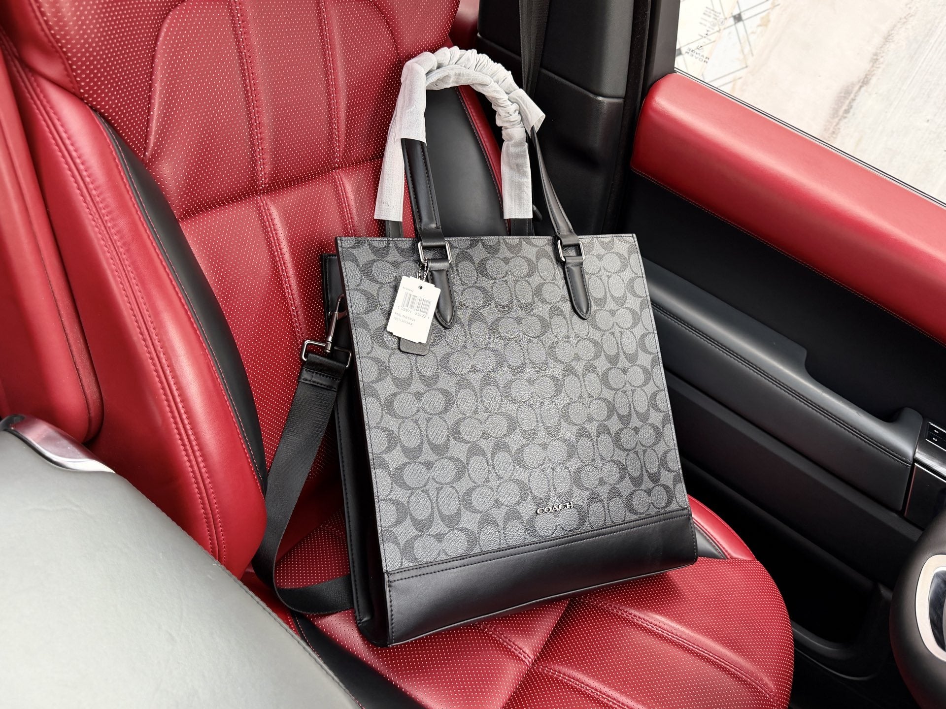 Coach Black Canvas & Leather Logo Briefcase
