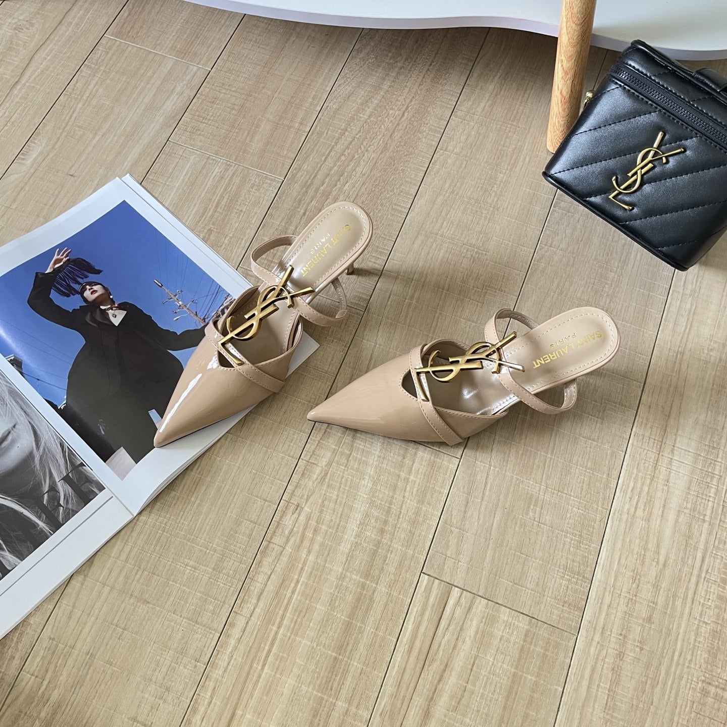 Saint Laurent Lambskin Leather Logo Sandals