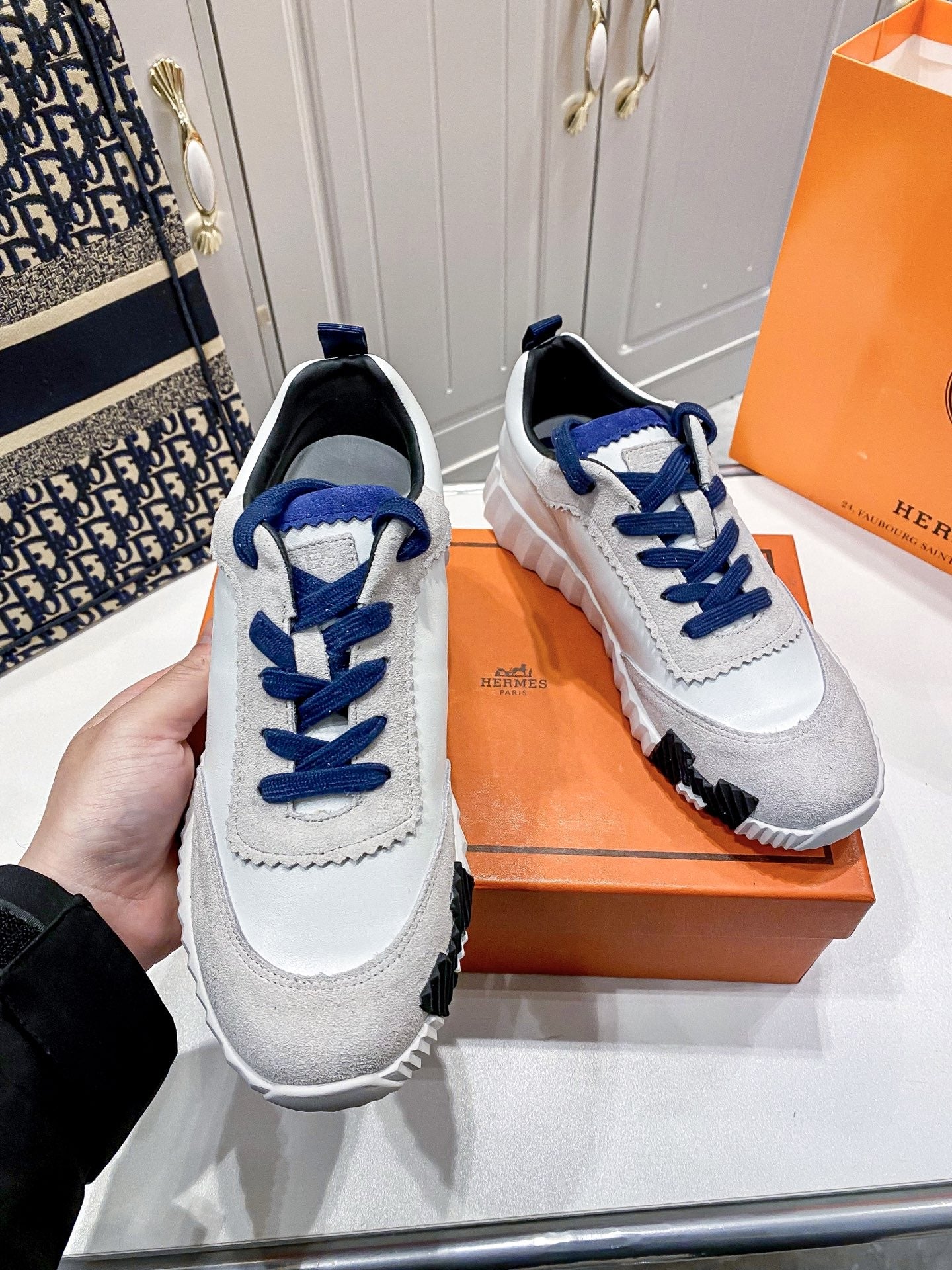 Hermes Lambskin Leather Sneakers