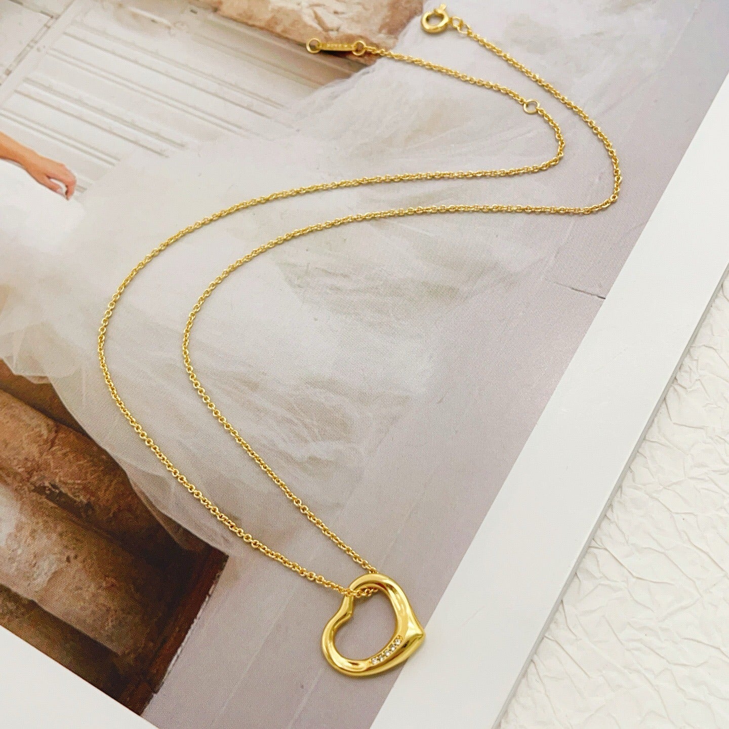 Tiffany & Co. Gold Brass Heart Necklace