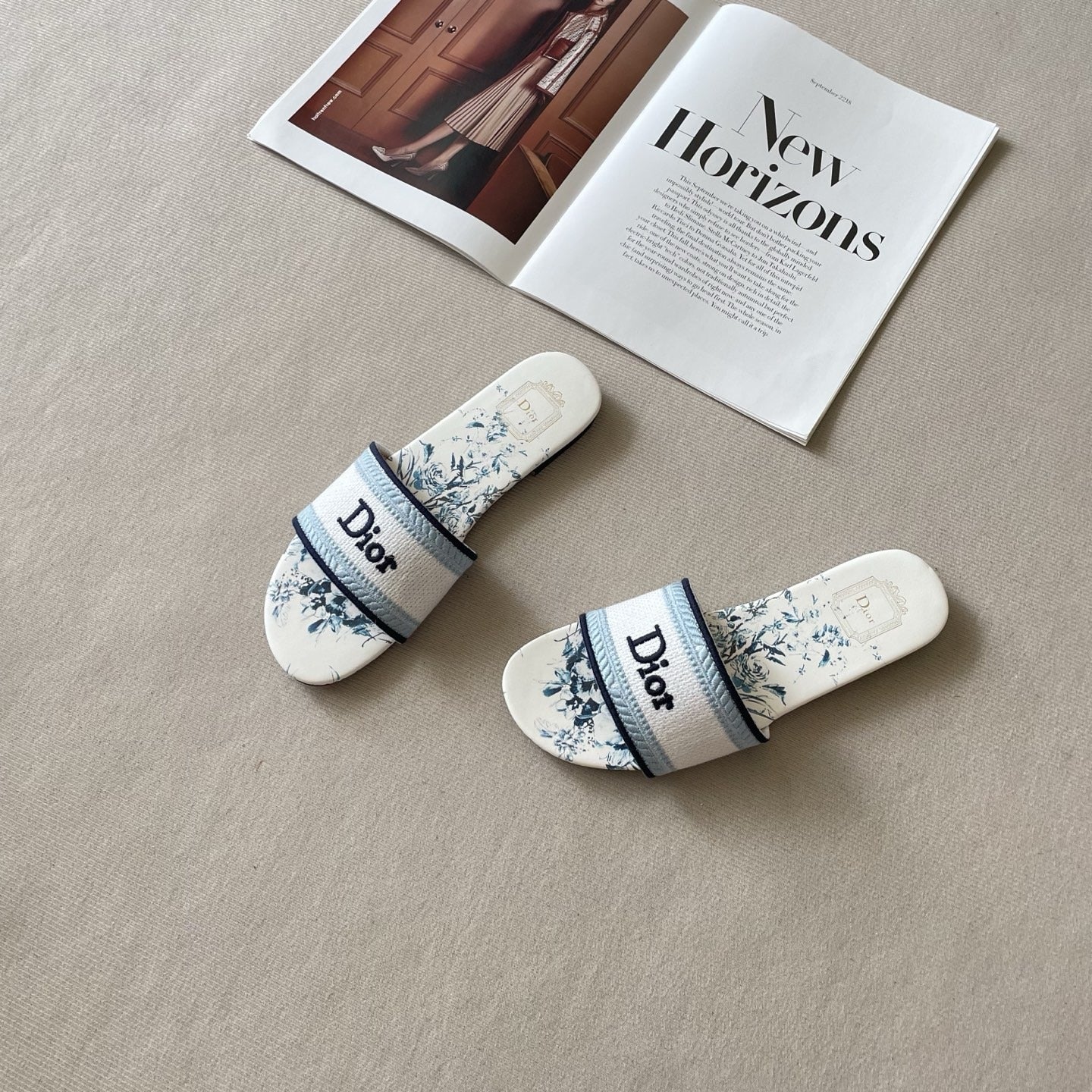 Dior Leather Embroidered Slides