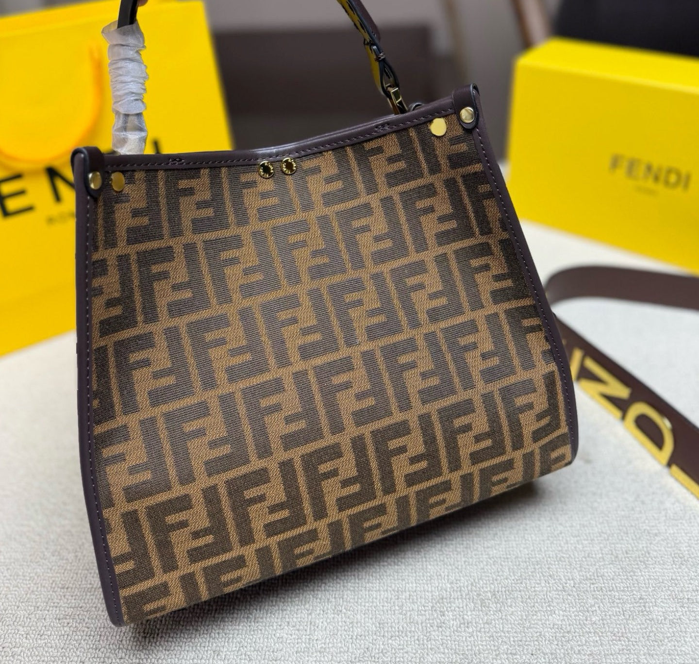 Fendi Leather Logo Tote Bag