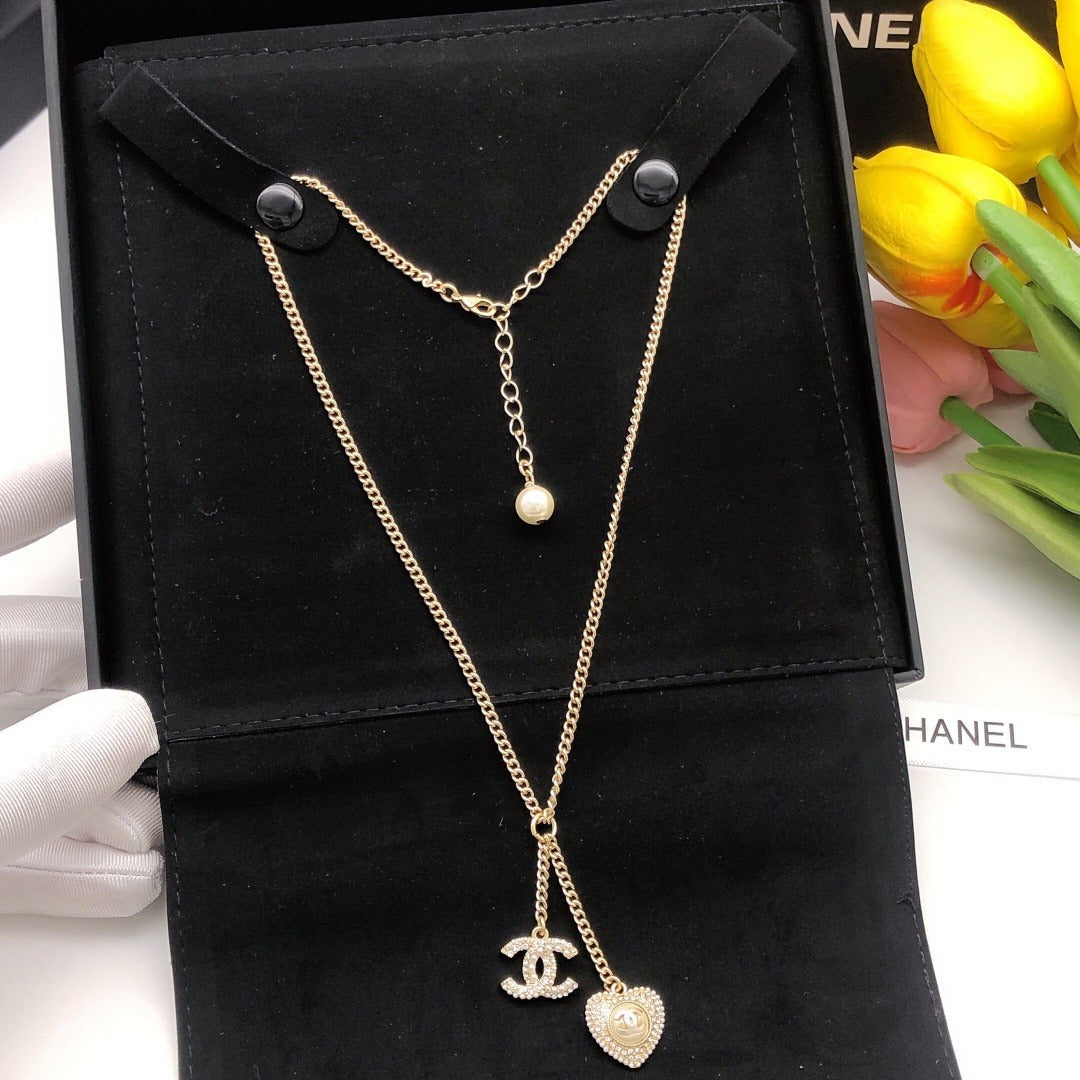 Chanel White Heart Necklace