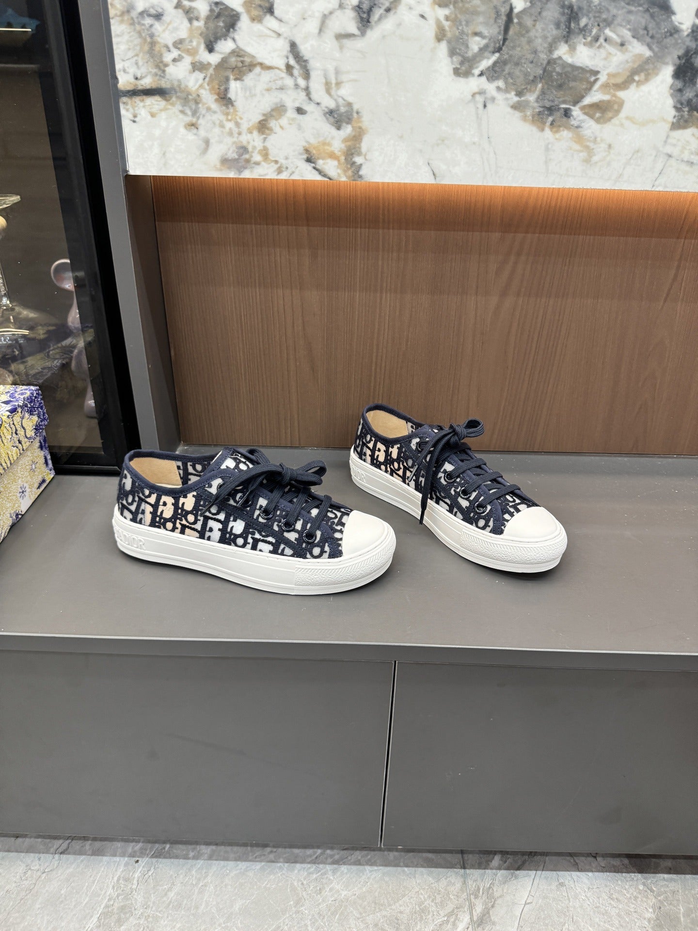Dior Women Cotton & Lambskin Leather Embroidered Shoes