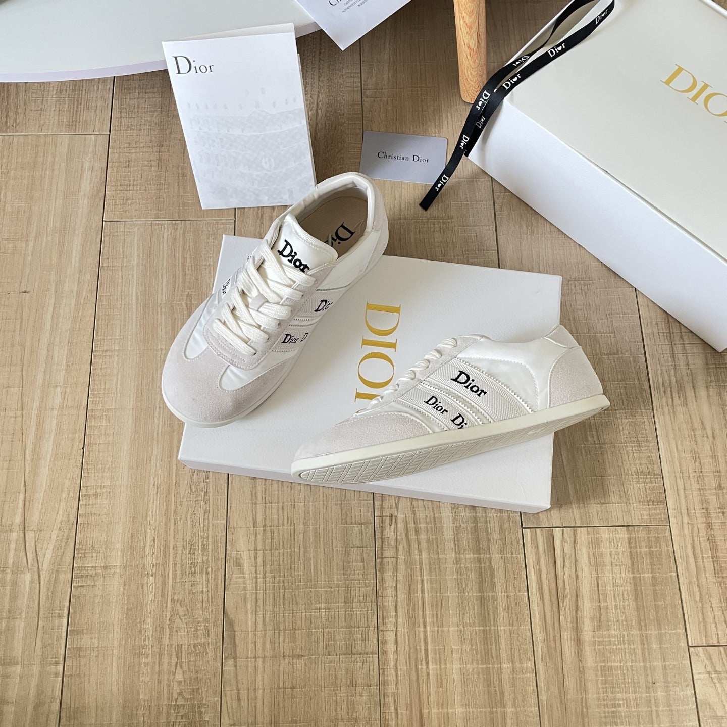 Dior Leather Vintage-Finish Sneakers