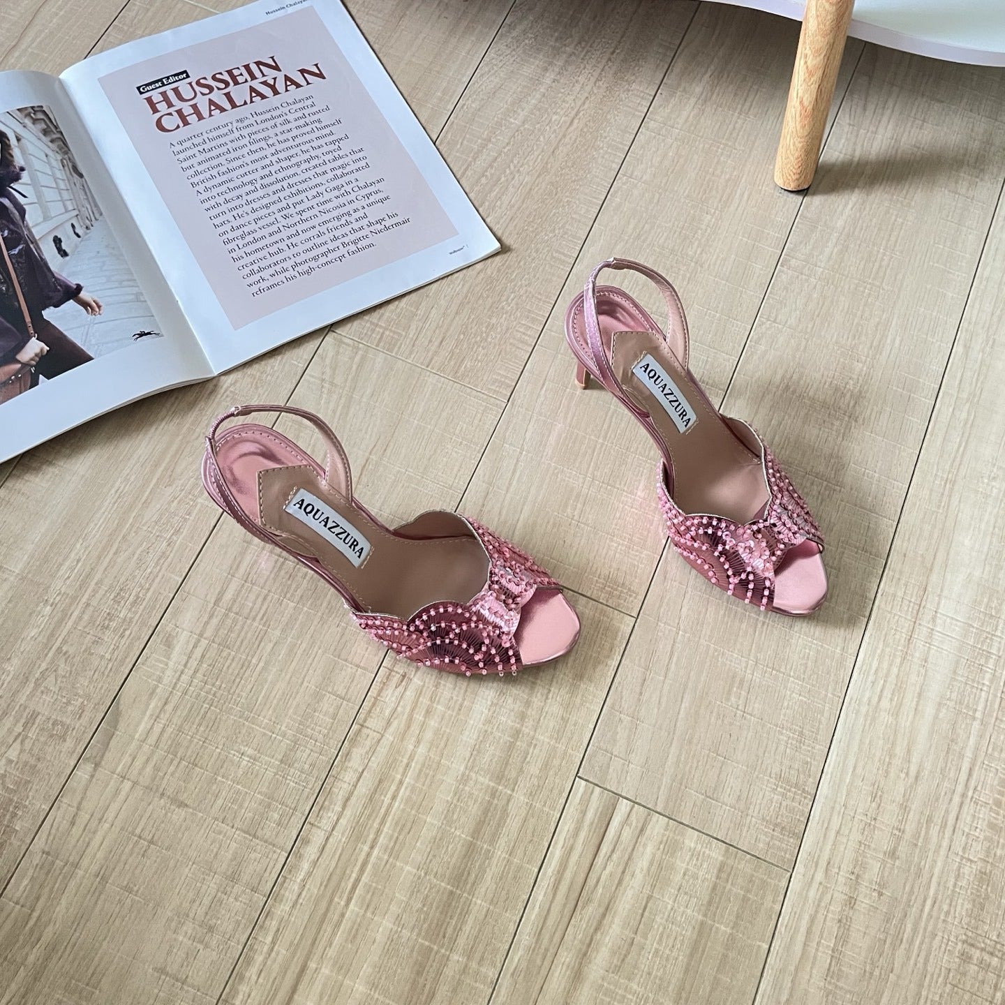 Aquazzura Lambskin Leather Crystal Sandals