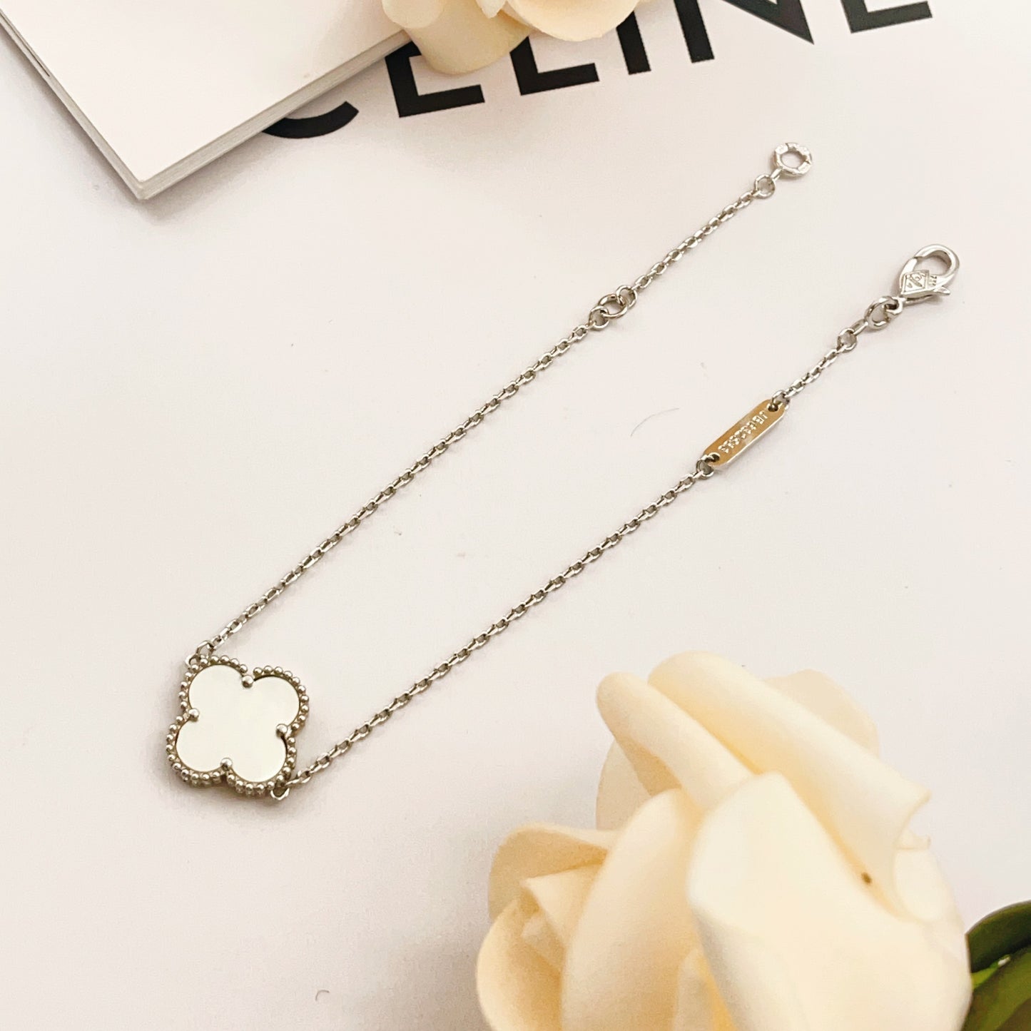 Van Cleef & Arpels Silver Brass Clover Bracelet