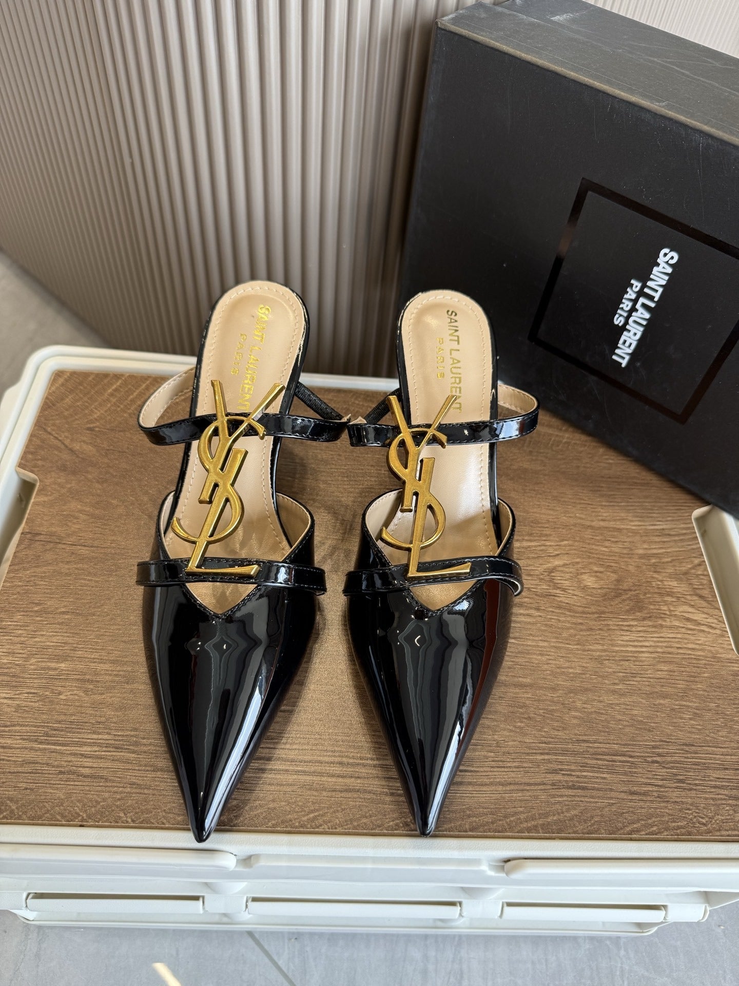 Saint Laurent Black Pointed Toe Heels