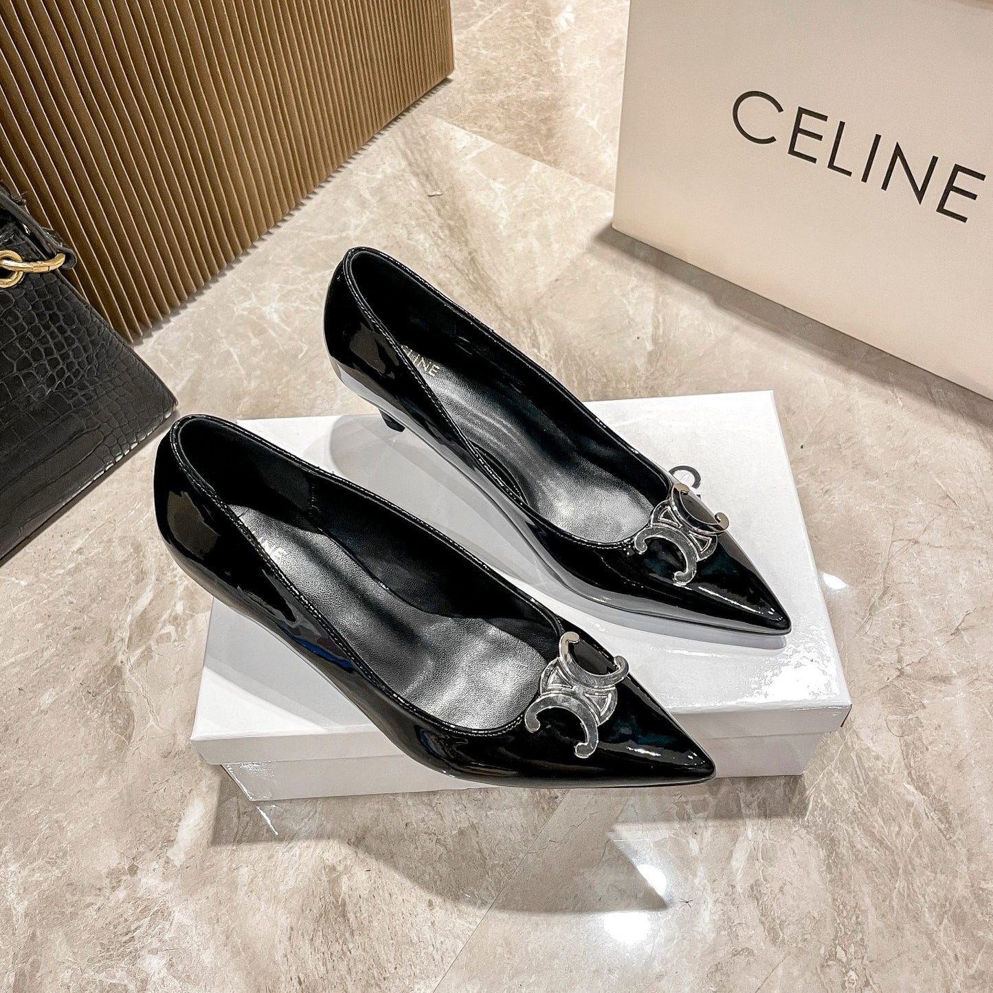 Celine Calfskin Leather Pointed Toe Heels